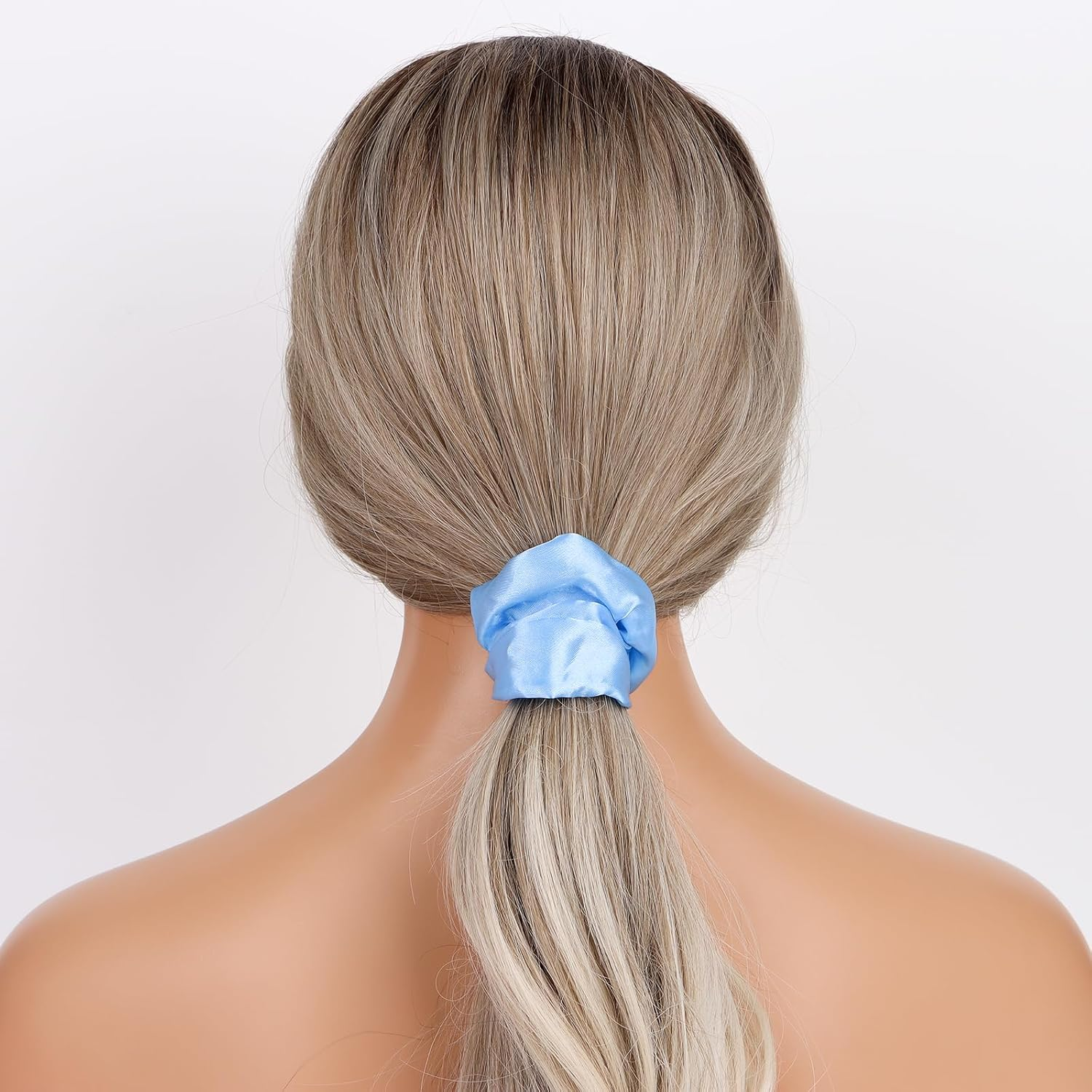 16 Pacs Satin Scrunchies Bridesmaid Proposal Gifts Hair Ties Scrunchies for Women Girls Bachelorette Party Favors (Light Blue) image number 1