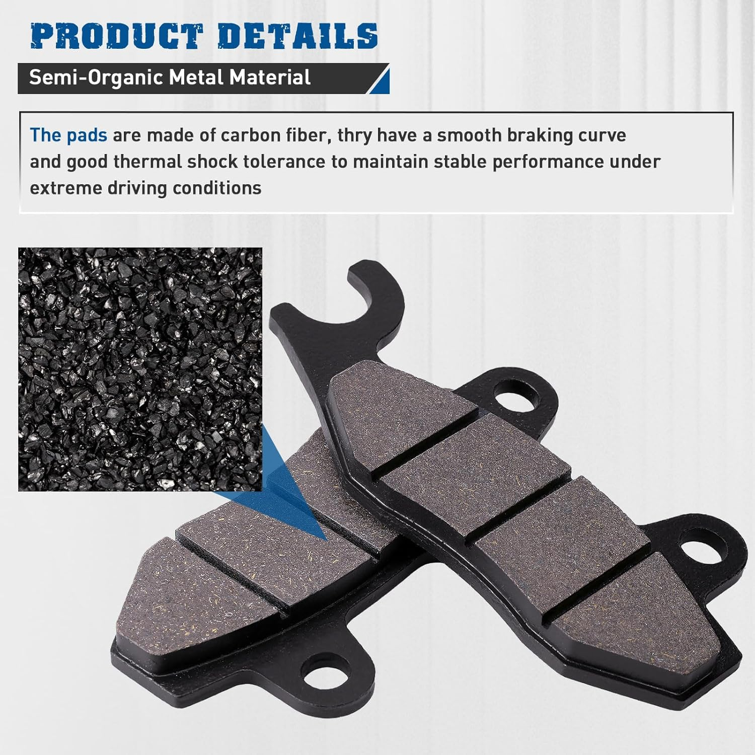 Brake Pads Front and Rear for Kawasaki EX250 Ninja 250R 2008-2012 EX300 Ninja 300 2013-2016 KVF750 Brute Force 650 KL650 KLR650 2008-2016 image number 2