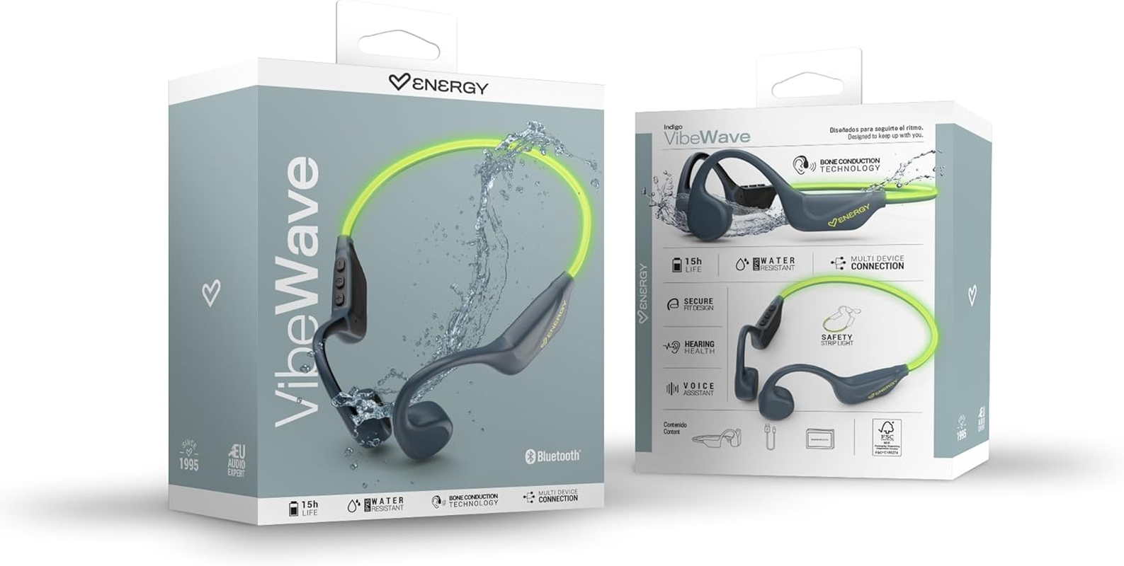Energy Sistem Enersy Sistem Vibewave Bluetooth Headphones (Bluetooth 5.4, 15 Hours Battery Life, Microphone, LED Lights, IPX5 Water Resistant, Multi Device Connection) image number 2