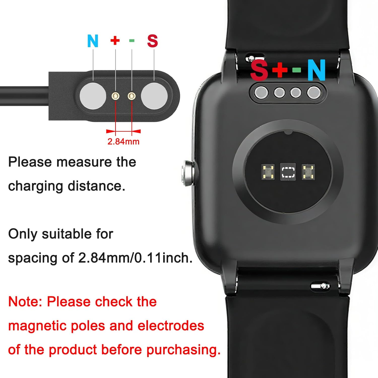 100CM/3.3FT Magnetic USB a Charger Smart Watch Charger 2 Pin Compatible with YAMAY SW023 Willful SW021 SW025 Letsfit ID206 ID205L LETSCOM ID205U LIFEBEE ID205S ID216, Smart Watch Charging Cable image number 3