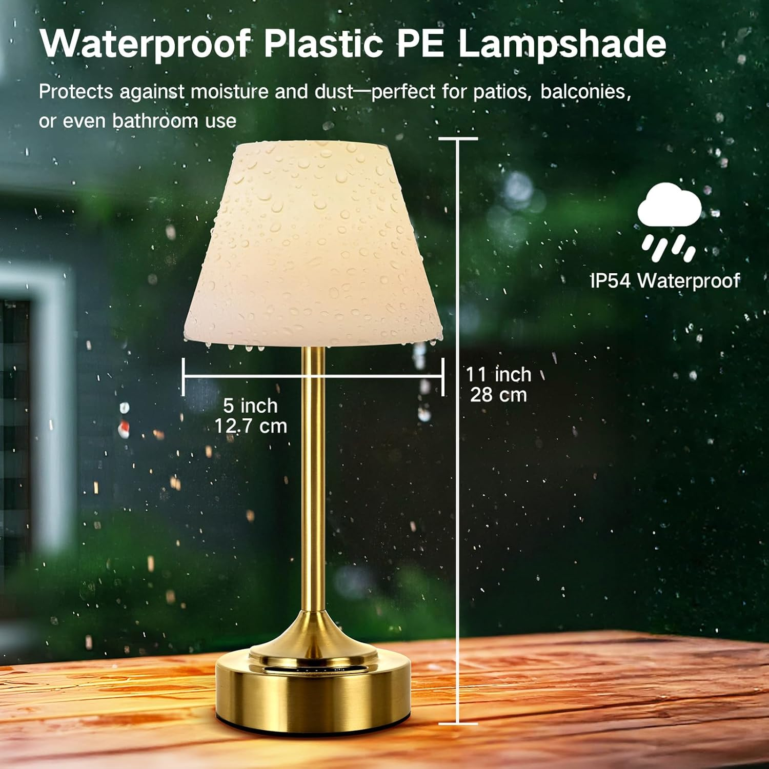 OUTON Rechargeable Cordless Table Lamp, 3 Color Temperatures & Stepless Touch Dimming, Battery Indicator & USB-C, Portable Waterproof Wireless Night Light for Bedroom, Bathroom, Dining, Patio (2Pack) image number 3