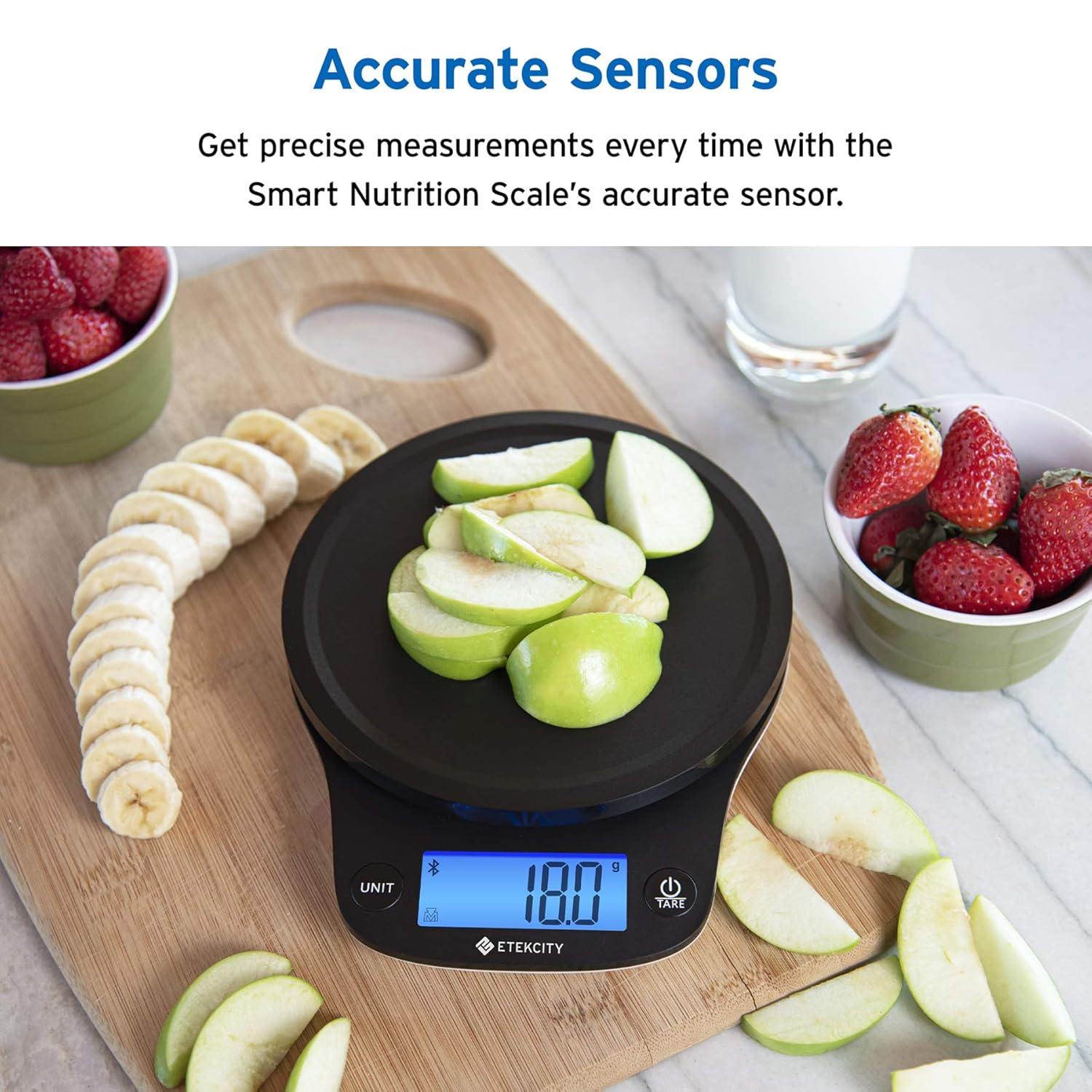 Etekcity Nutrition Smart Food Kitchen Scale, Digital Ounces and Grams for Cooking, Baking, Meal Prep, Dieting, and Weight Loss, 11 Pounds-Bluetooth, Black image number 5