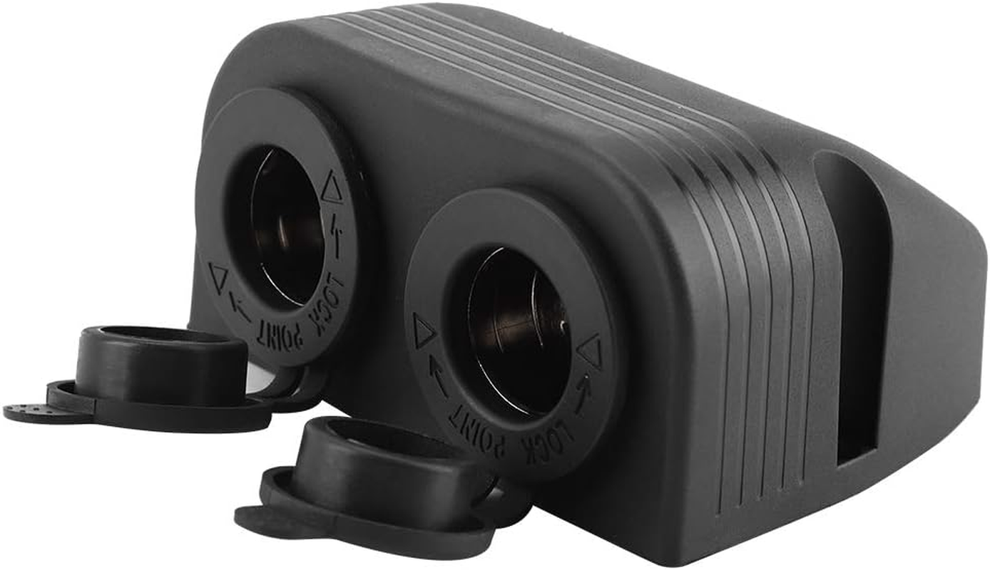 12V-24V Dual Port Cigarette Lighter Socket for Vehicles, Boats, Tractors, and Riding Mowers - Auto Interior Accessory with Vertical or Horizontal Installation