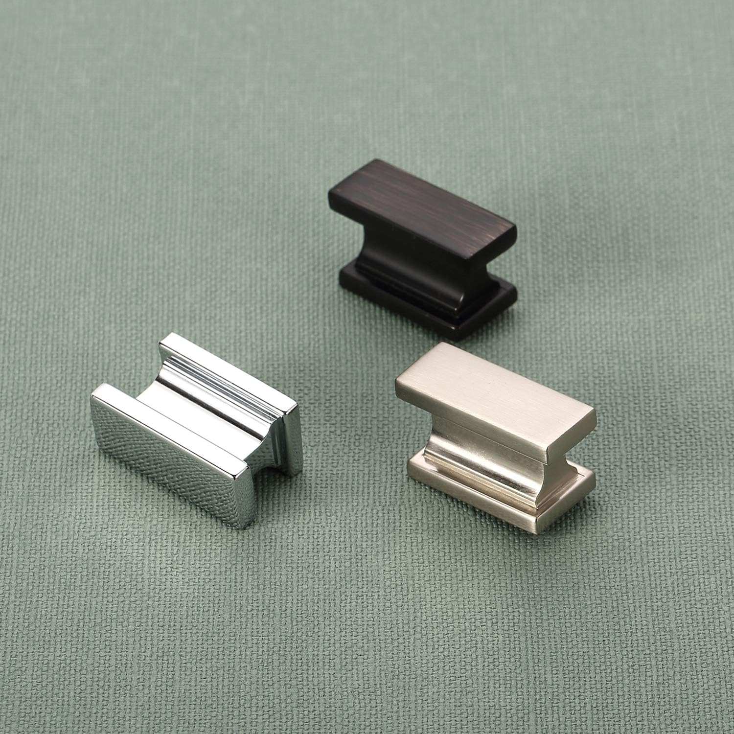 Alzassbg 10 Pack Polished Chrome Cabinet Knobs, 1.46 Inch(37Mm) Rectangle Kitchen Hardware Knobs for Cabinets and Drawers AL6061CP image number 6