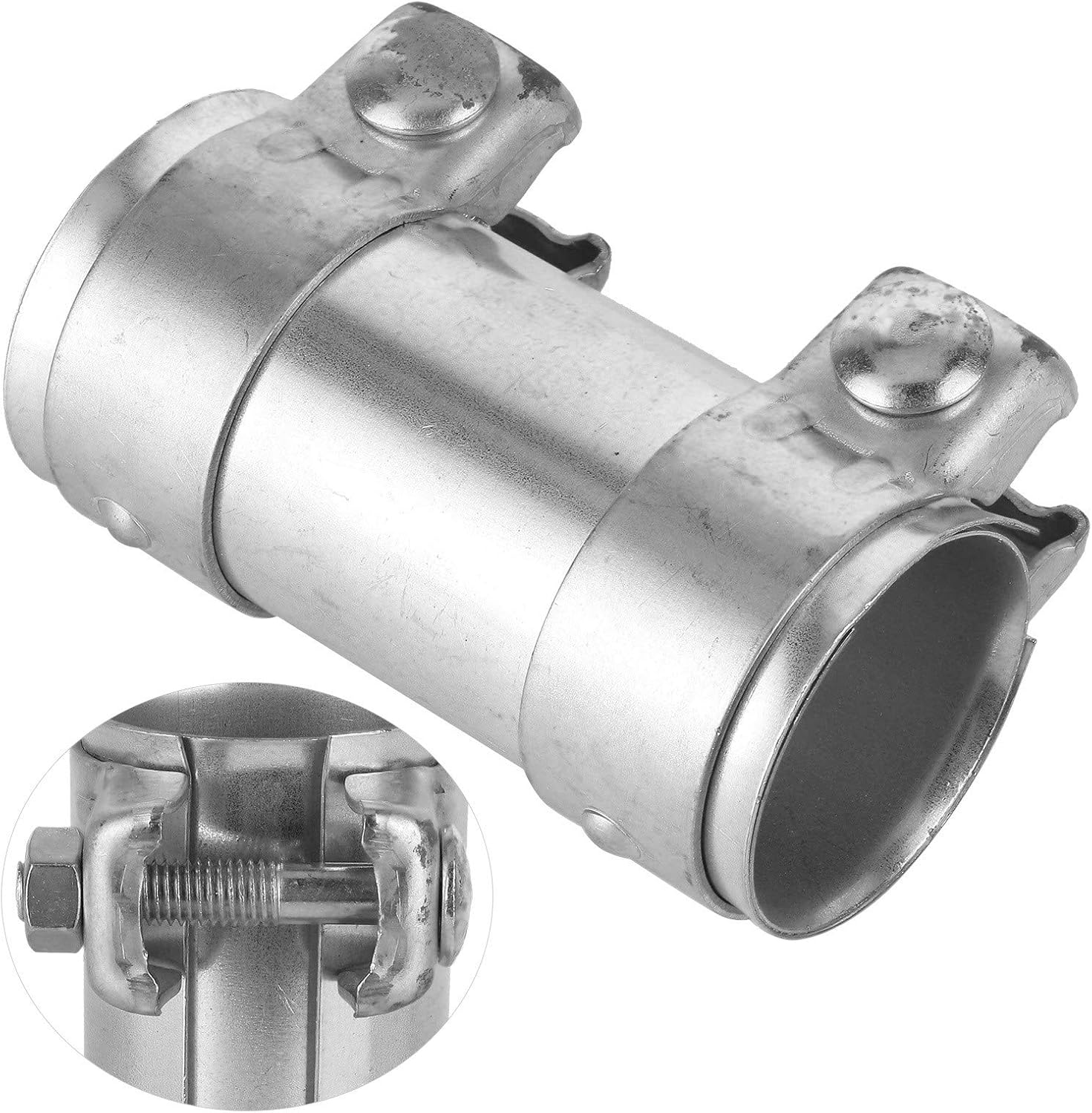 Exhaust Connector, Exhaust Pipe Coupler Joiner Simple Convenient with Dual Clamp Sleeve for 2In/51Mm Pipes image number 1