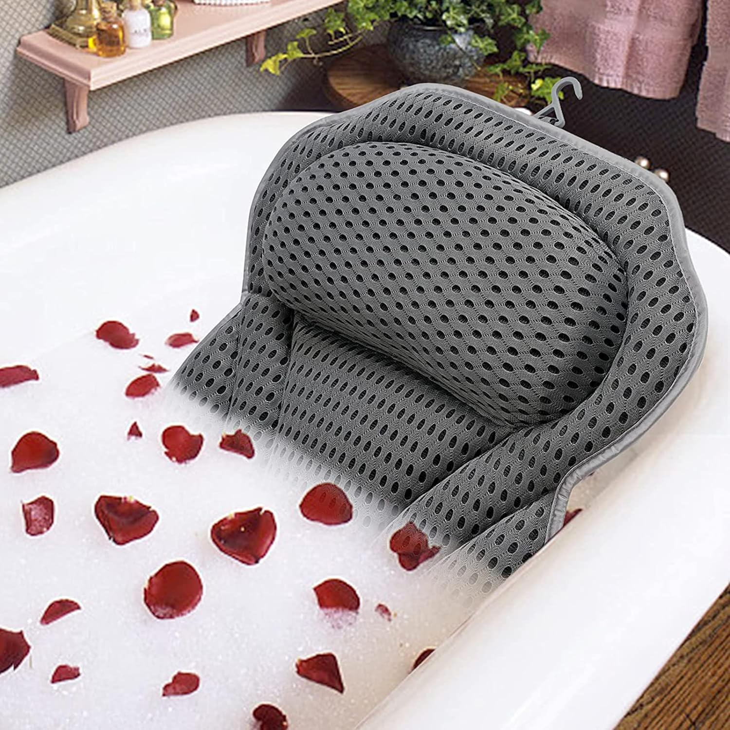 SOVYOULIVE Bath Pillow Ergonomic Luxury Bathtub Pillow with Head,Neck, Shoulder and Back Support, 4D Bath Pillows for Tub with 6 Powerful Suction Cups, Fits All Bathtub image number 4