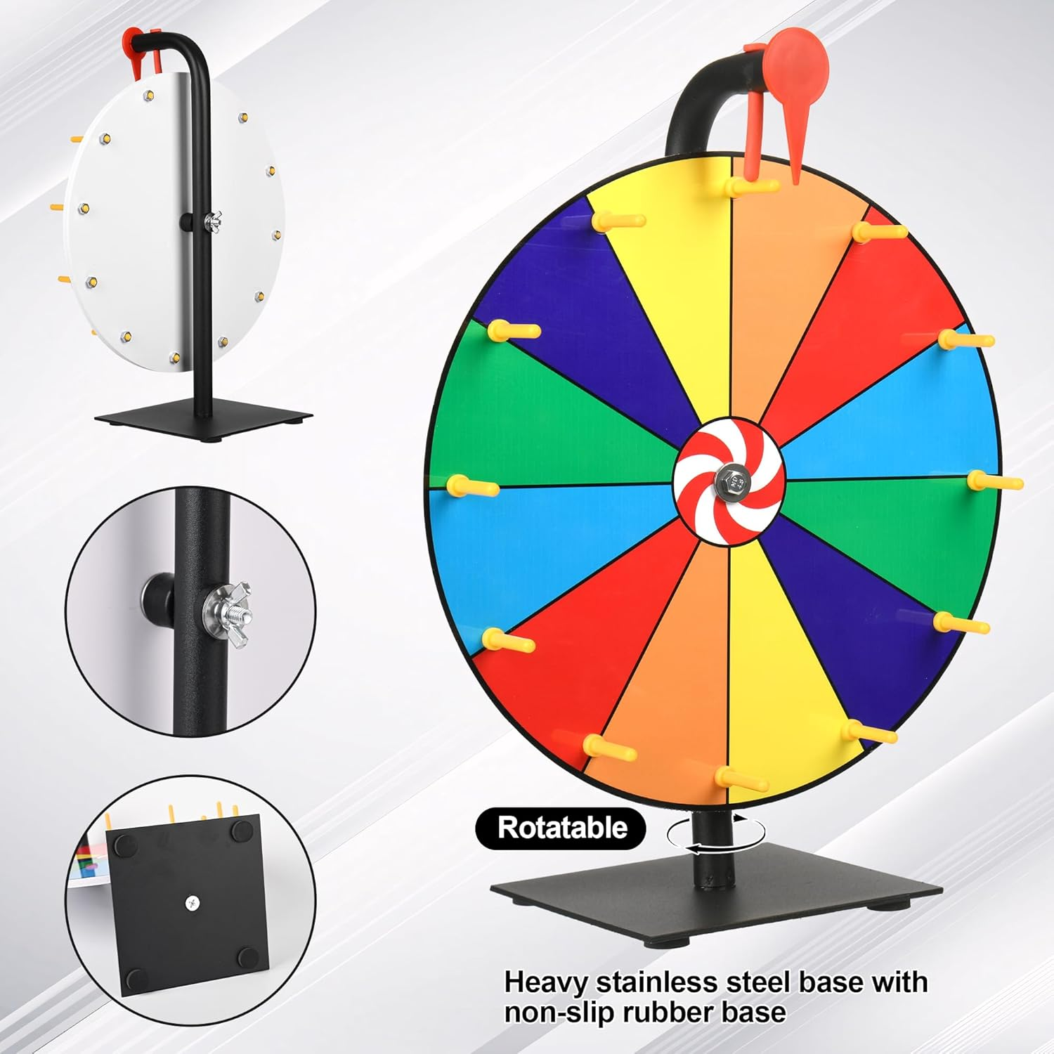 Tabletop Spinning Prize Wheel 30CM - 12 Slots Color Tabletop Roulette Spinner Wheel of Fortune - Spin the Wheel with Dry Erase Marker and Eraser Win the Fortune Spin Game for Trade Show, Carnival image number 2