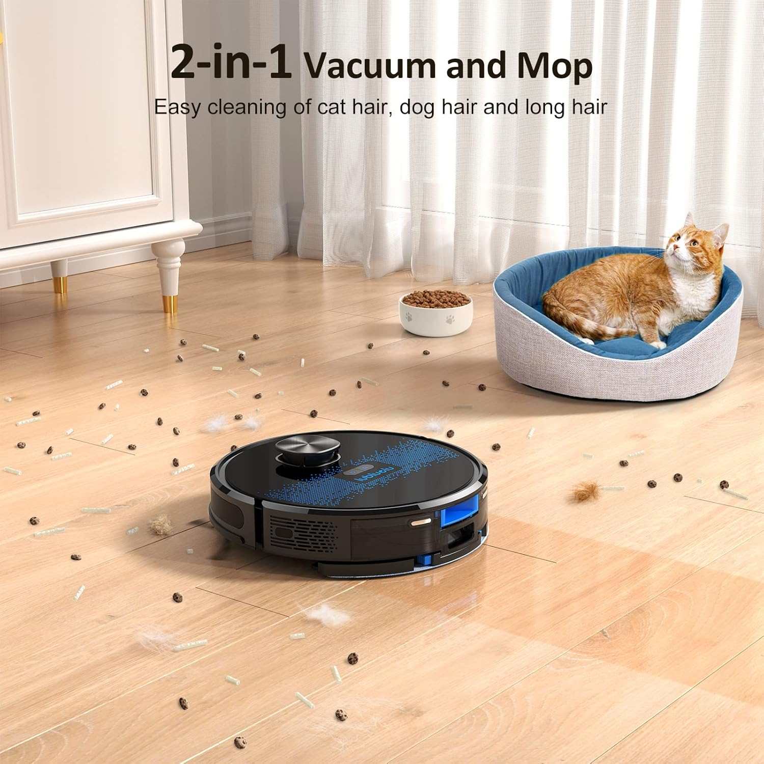 Lubluelu Robot Vacuum 4000Pa, 2 in 1 Robot Vacuum Cleaner and Mop, Lidar Navigation, 5 Editable Mapping,10 No-Go Zones,App/Alexa, Robot Vacuum Cleaner for Pet Hair, Carpet,Hard Floor SL60D image number 1