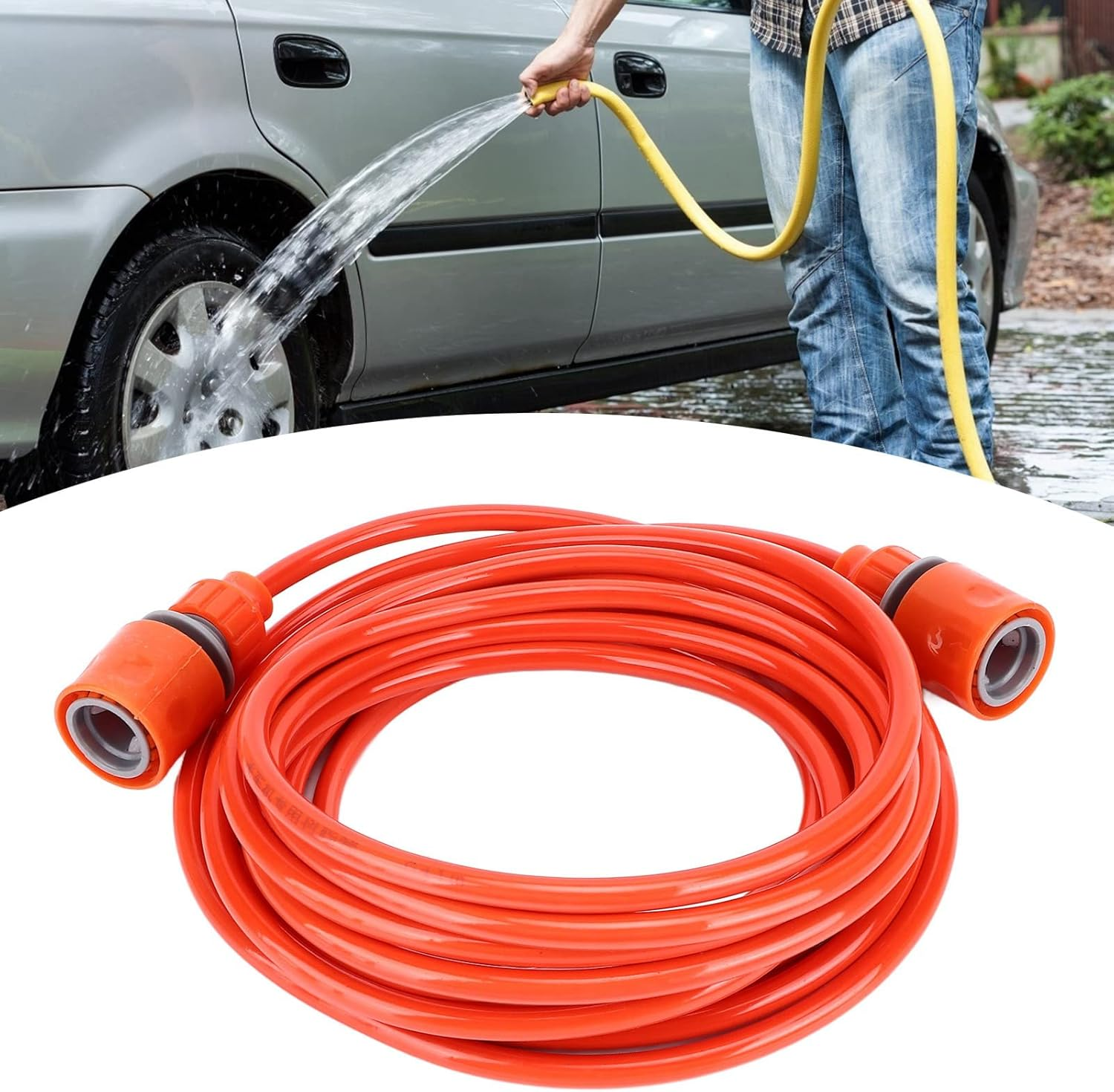 Ejoyous 6M Plastic Garden Hose, Quick Connector, Burst-Resistant Wear-Resistant & Leak-Proof, Fits Flower Watering/Car Washing/Cleaning Portable, Space-Saving image number 5