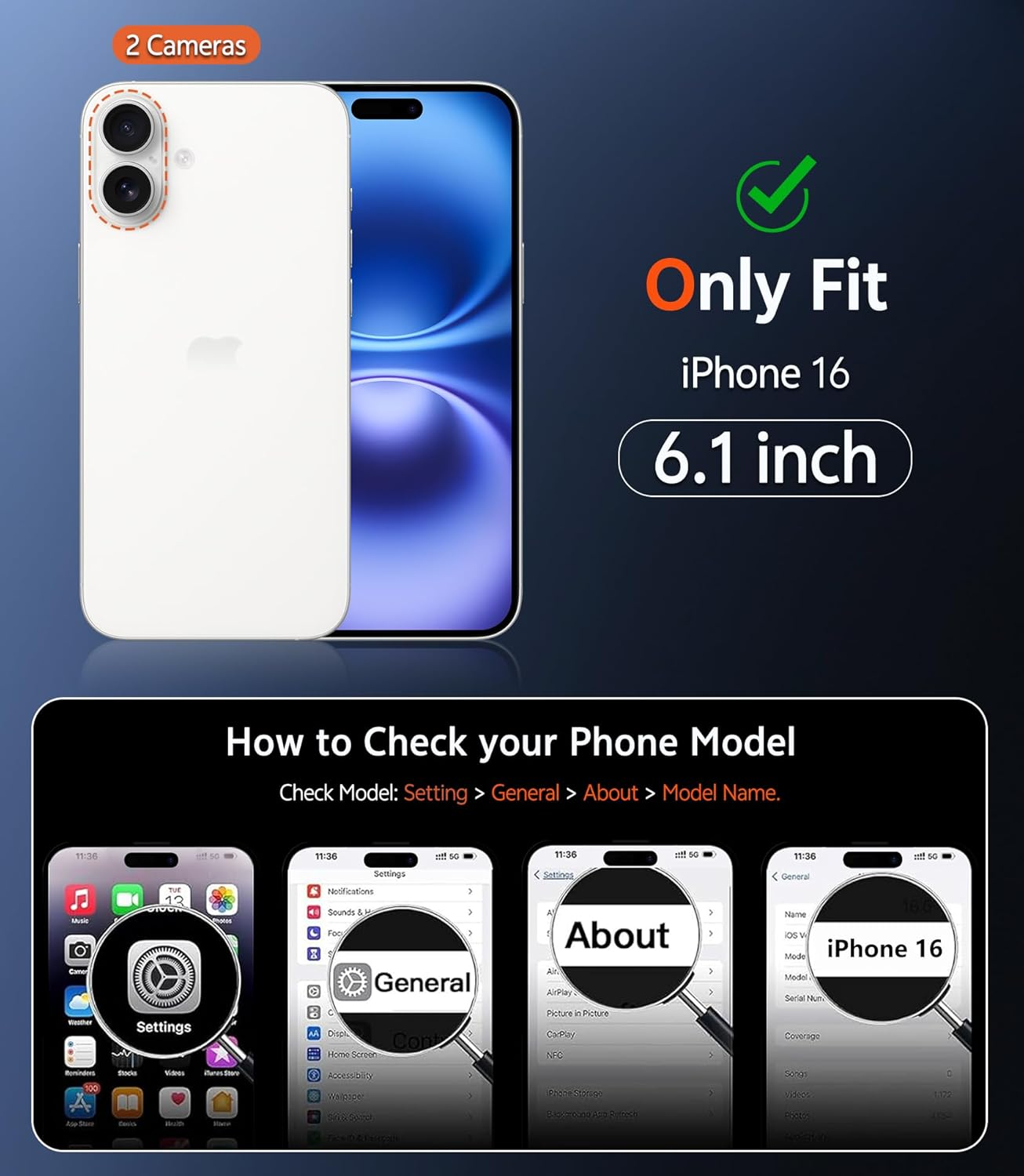 FNTCASE for Iphone 16 Case: Clear Magnetic Military Grade Drop Protection anti Yellowing Slim Case - Rugged Shockproof Protective Transparent Cell Phone Cover(Clear)