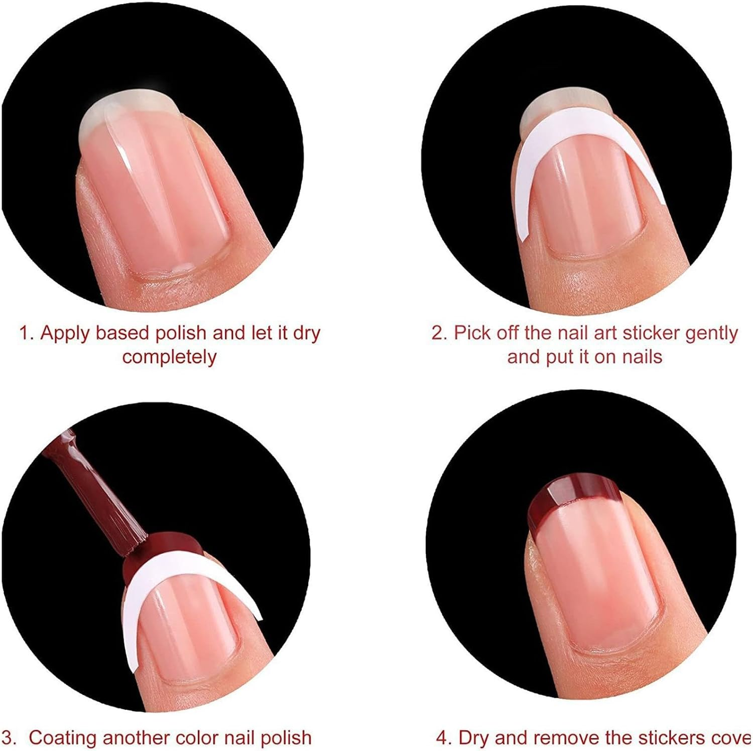 Nail Tip Guides - 1368 Stickers French Manicure Nail Strip - Nail Design Tools, Decoration Stencil Tools, Nail Stickers with Three Arc Moon Shapes for Nail Learners Salons image number 4