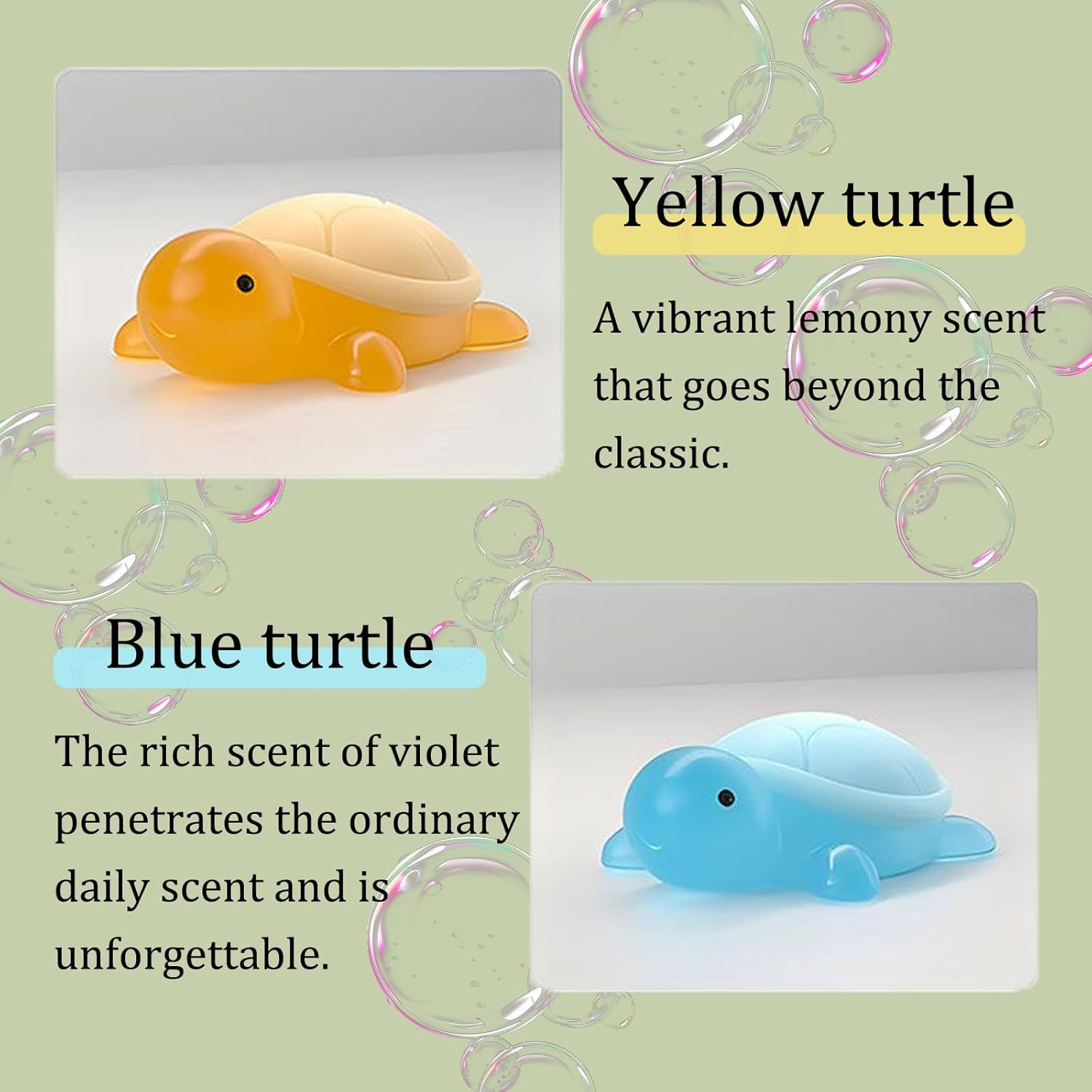 Little Turtle Handmade Essential Oil Soap, Turtle Soap, Turtle Shape Scented Botanical Bath Soap Bars, Cute Mini Turtle Moisturizing Soap for Kids, Face Body Moisturizing Artisanal Soap (J) image number 6