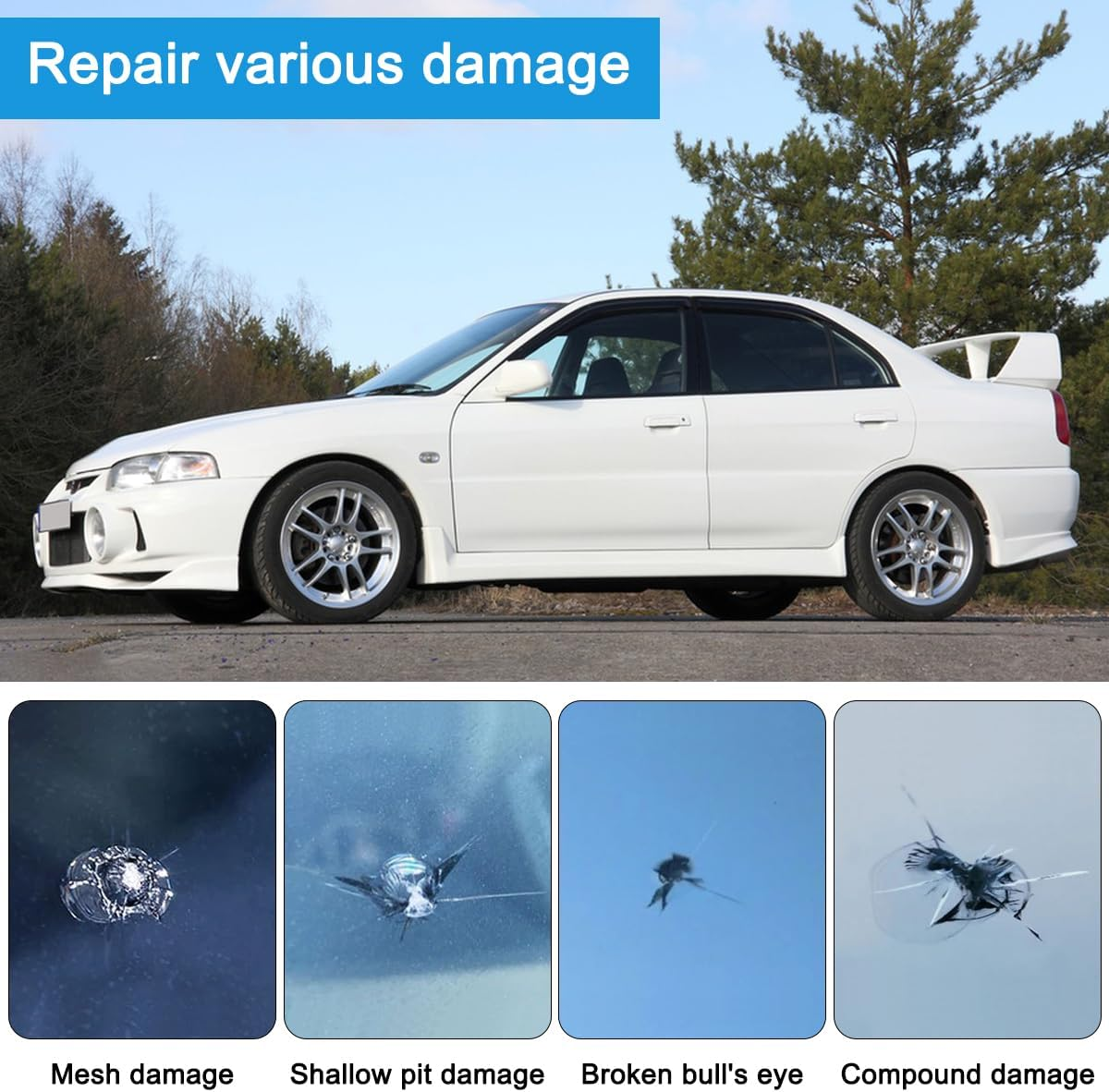 Yucool Car Windshield Repair Kit 4 Pack,Glass Chip Repair Kit,Fix Chips, Cracks & Star-Shaped Damage Fast with Enhanced Injection Head image number 1