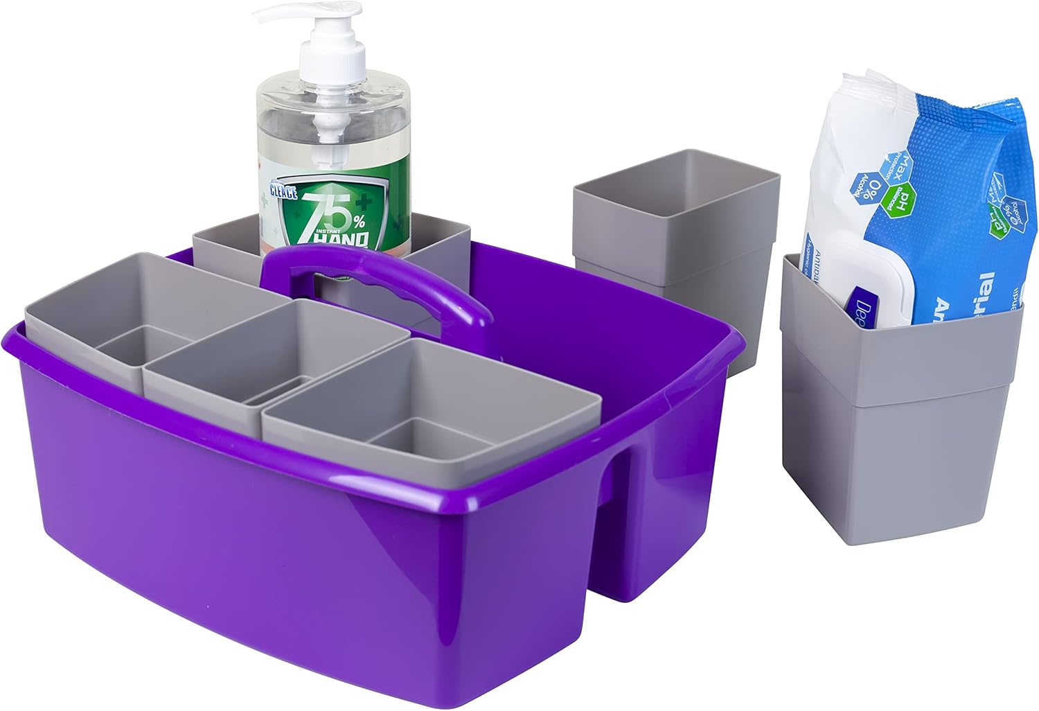 Storex Large Classroom Caddy with Cups, 13 X 11 X 6.575 Inches, Purple, Case of 2 (00986U02C) image number 5