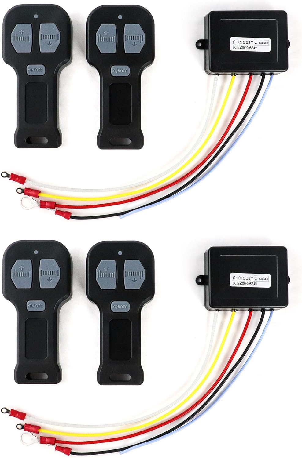 QWORK 12V Car Wireless Winch Electric Remote Control, 4 Pack Universal Mini 5 Wire Control Winch with Dual Manual Matching Transmitter Kit for Truck, ATV and SUV Winch Wireless System image number 4
