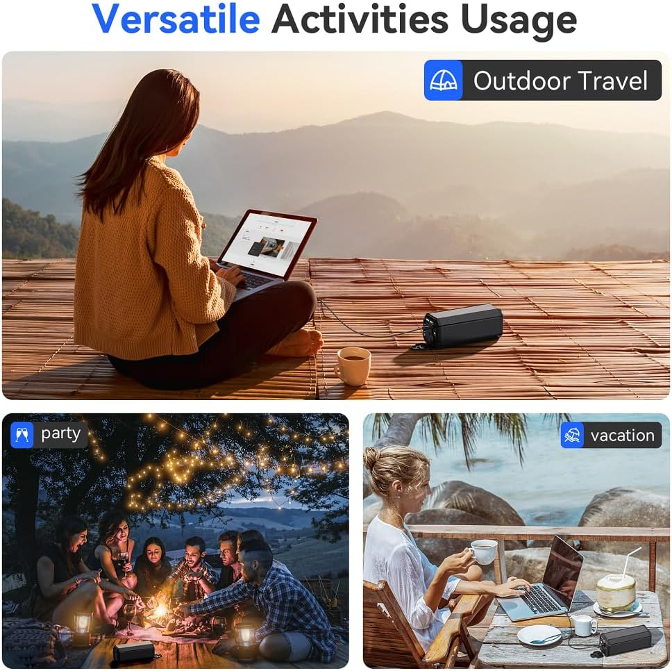 Portable Power Bank with AC Outlet, 100W Portable Laptop Charger, 98Wh/27000Mah High Capacity with 65W PD USB C Laptop Battery Bank, Backup Power Source for Business Travel and Outdoor Activities image number 6