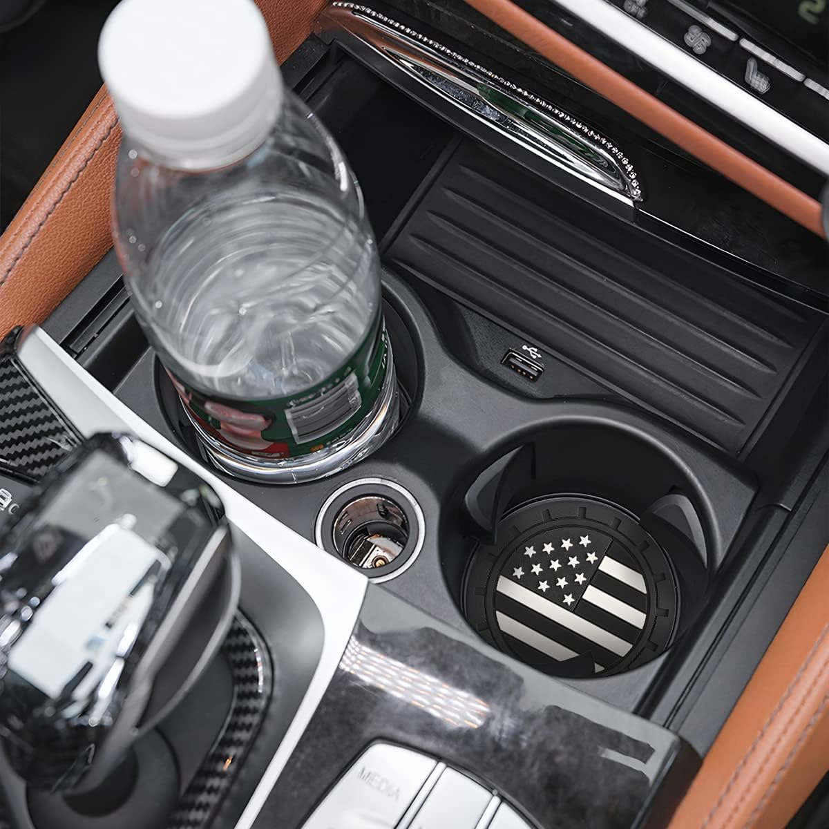 AUCELI 4 Pack Car Cup Holder Coasters, Colored American Flag US Flag Insert Car Cup Coaster, 2.75 Inch anti Slip Shockproof Embedded Drink Mat, Vehicle Interior Decor Accessories image number 6