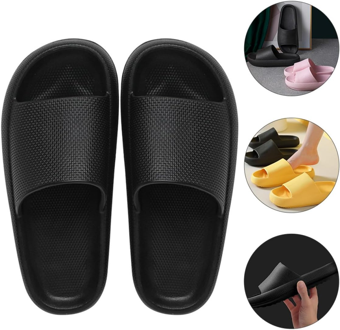 Holibanna Unisex Household Summer Slippers Non-Skid Breathable Indoor Shoes Black Thick Sole Slip-Resistant Footwear for Home Use Size 40-41 image number 5