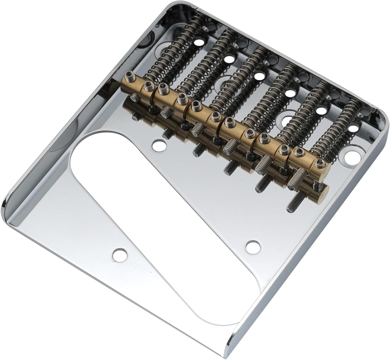 Musiclily Pro 54Mm Vintage Telecaster Bridge with Barrel Brass 6-Saddle for Squier and Import Tele Style Electric Guitar, Chrome image number 2