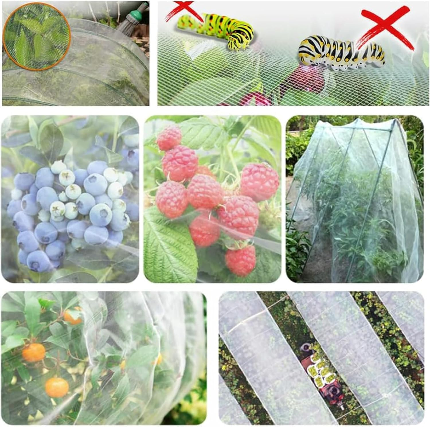 10M Garden Plant Protection Netting, Insect and Fly Proof Fruit Mesh Barrier for Vegetables Fruits Trees, Sun and Rain Penetration image number 2