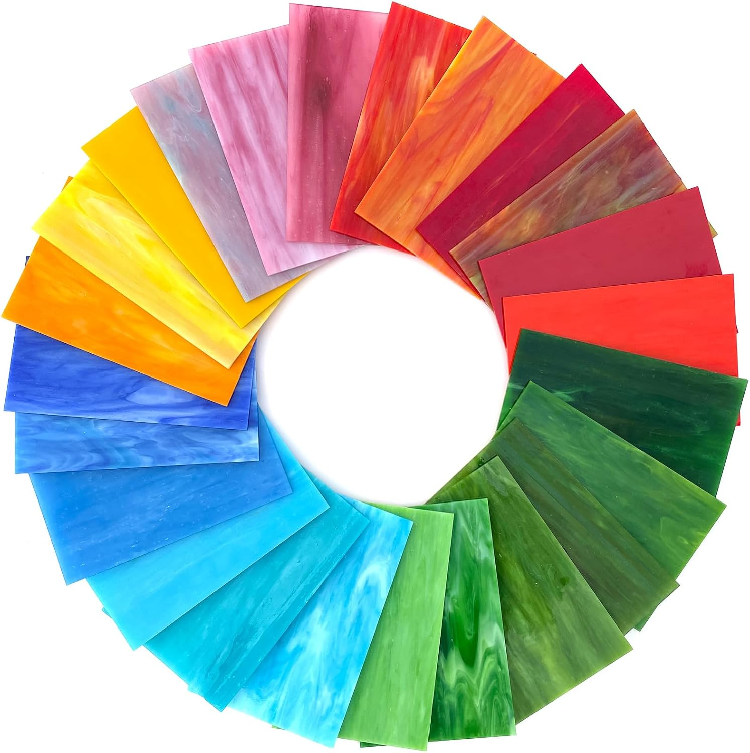 LITMIND 24 Sheets Stained Glass Variety Pack, 4 X 6 Inch Cathedral Art Glass, Mosaic Glass Supplies for Crafts, Assorted Colors Glass Sheets for Stained Glass Projects, ZJ-2401 image number 2