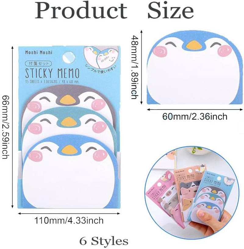 Cute Animal Sticky Notes - Cartoon Sticky Note Memo, Self Stick Note Supplies (6) for Students, Home, Office & Gifts image number 4