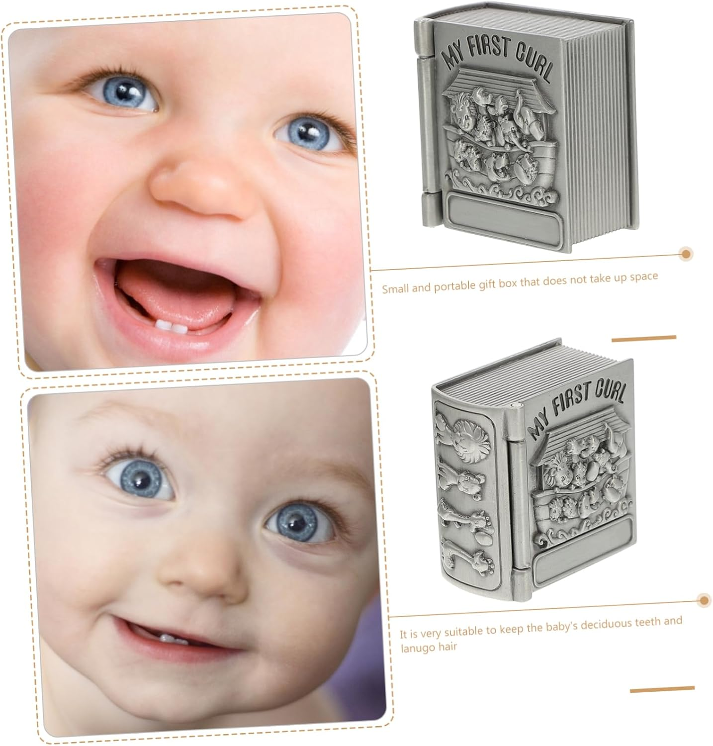 2 Pcs Tooth Boxes Kids Keepsake Teeth Cases Silver Retro Storage Containers Organizing Toddlers