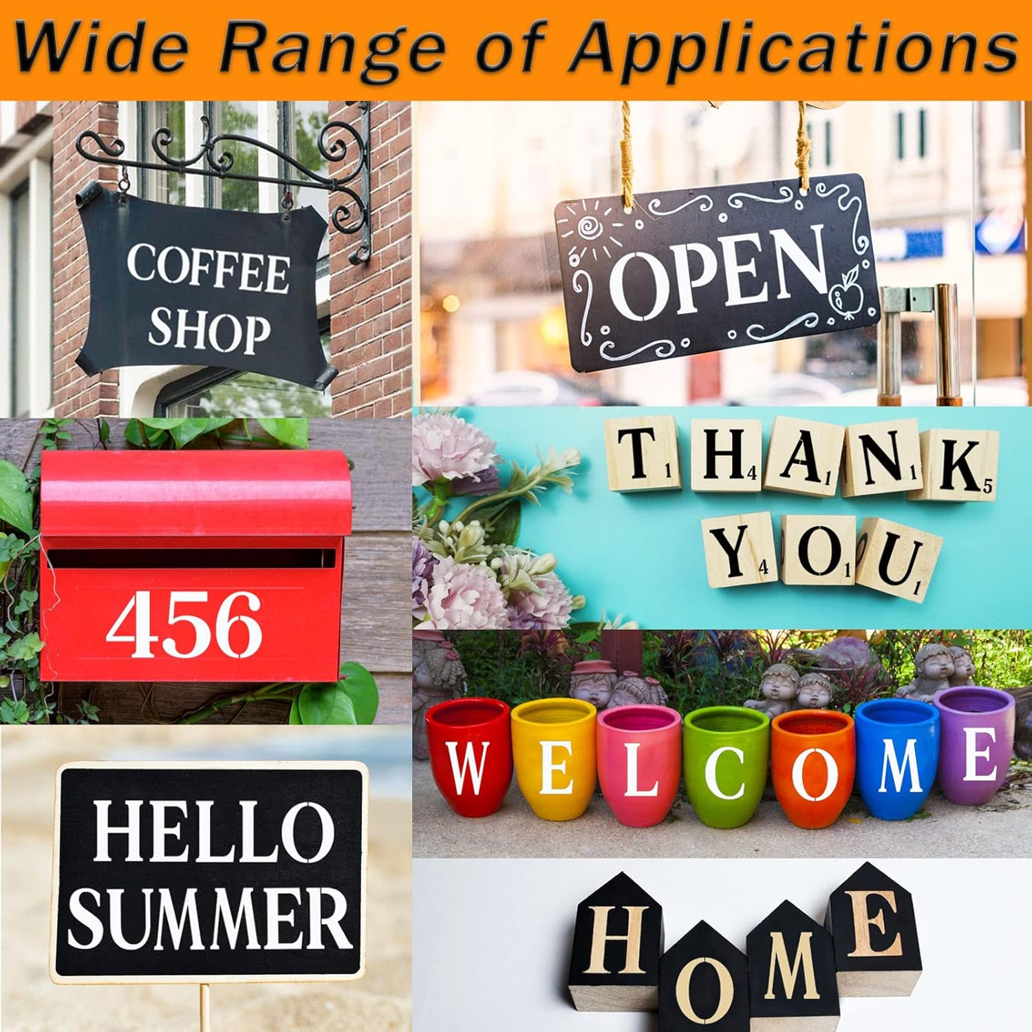 DZXCYZ 4 Inch Letter Stencils Numbers Craft Stencils, 42 Pcs Reusable Plastic Alphabet Drawing Templates for Painting on Wood, Wall, Fabric, Rock, Signage, Door Porch, DIY Art Projects image number 2