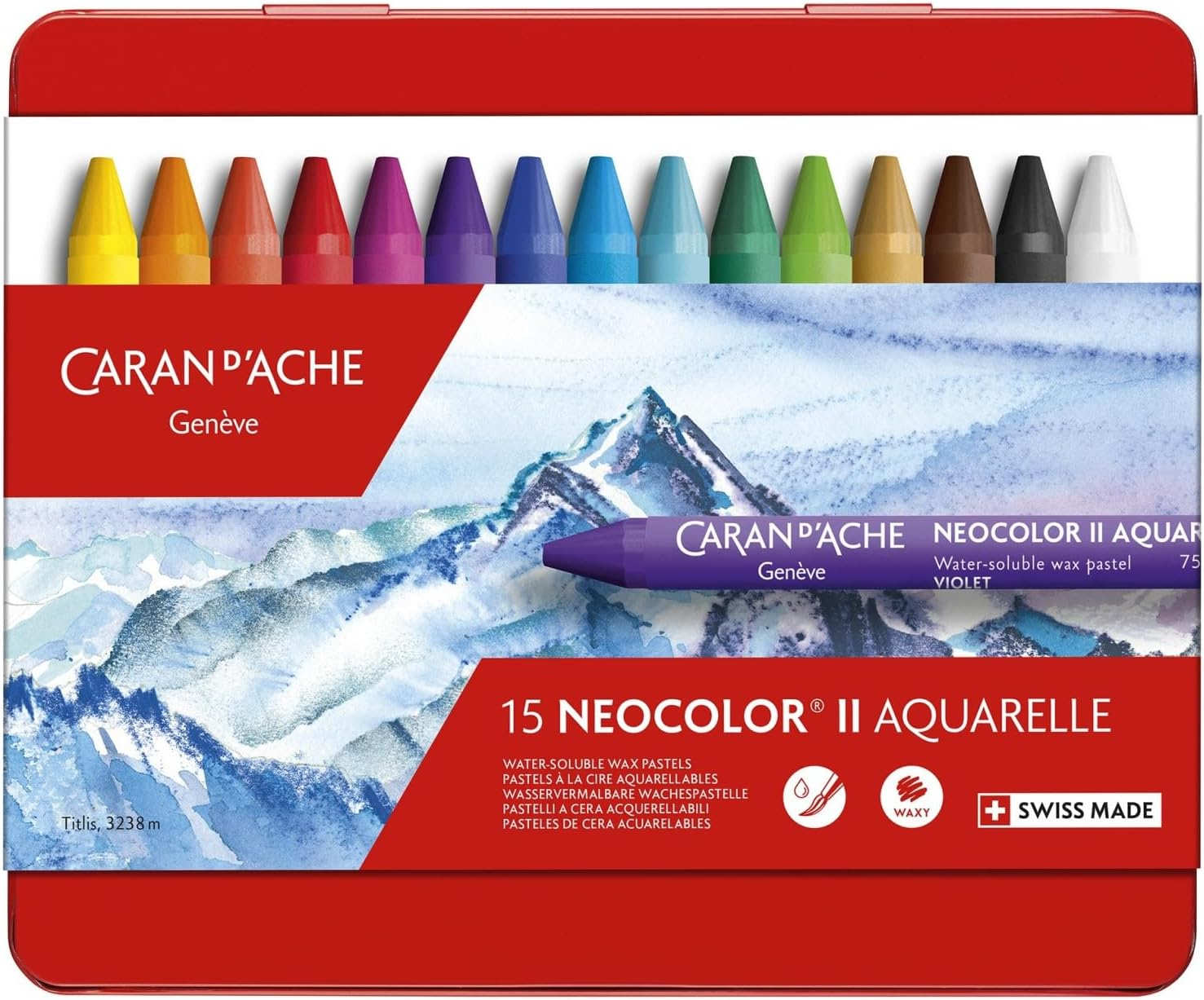 Caran D'Ache Classic Neocolor II Water-Soluble Pastels, 15 Colors image number 3