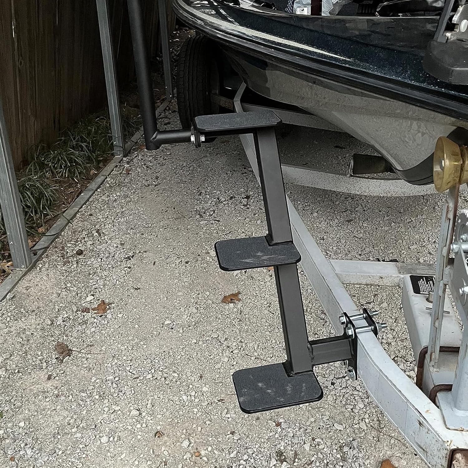 Boat Trailer Step, 3 Steps Trailer Tongue Step, Stainless Steel Paint Spraying Boat Trailer Tongue Step, Universal Trailer Tongue Step for Bass Boats, Easy Installation, 21 Inch image number 6