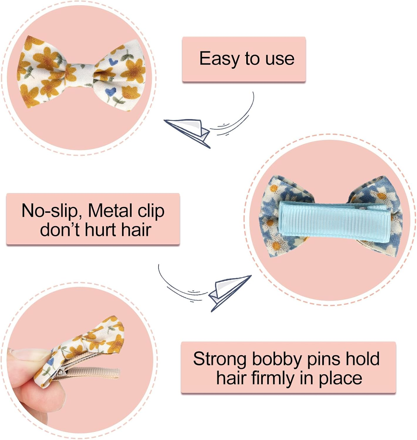 JESSCAT 37 Pcs Hair Clips for Girls with Bows Flower, Fully Lined Alligator Clips and Barrettes, Fabric Handmade Barrettes Hair Accessories for Girls Baby Infants Toddler Kids image number 5