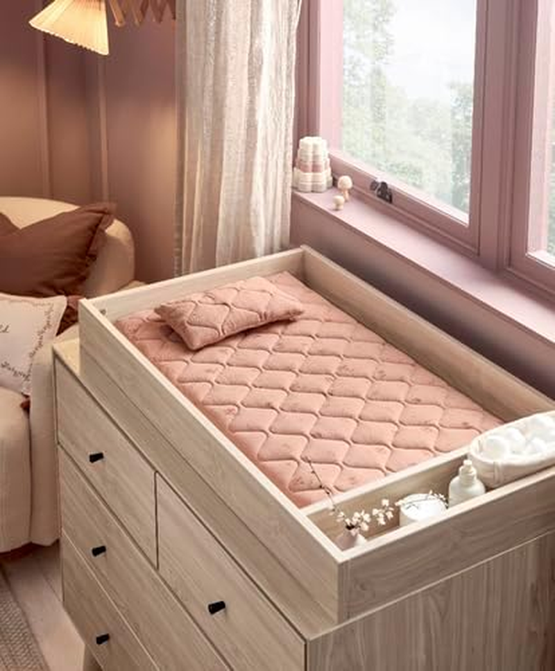 Mamas & Papas Luxury Baby Nappy Changing Mattress with Machine Washable Cover, Removable Towelling Insert & Detachable Pillow, Wildflower image number 1