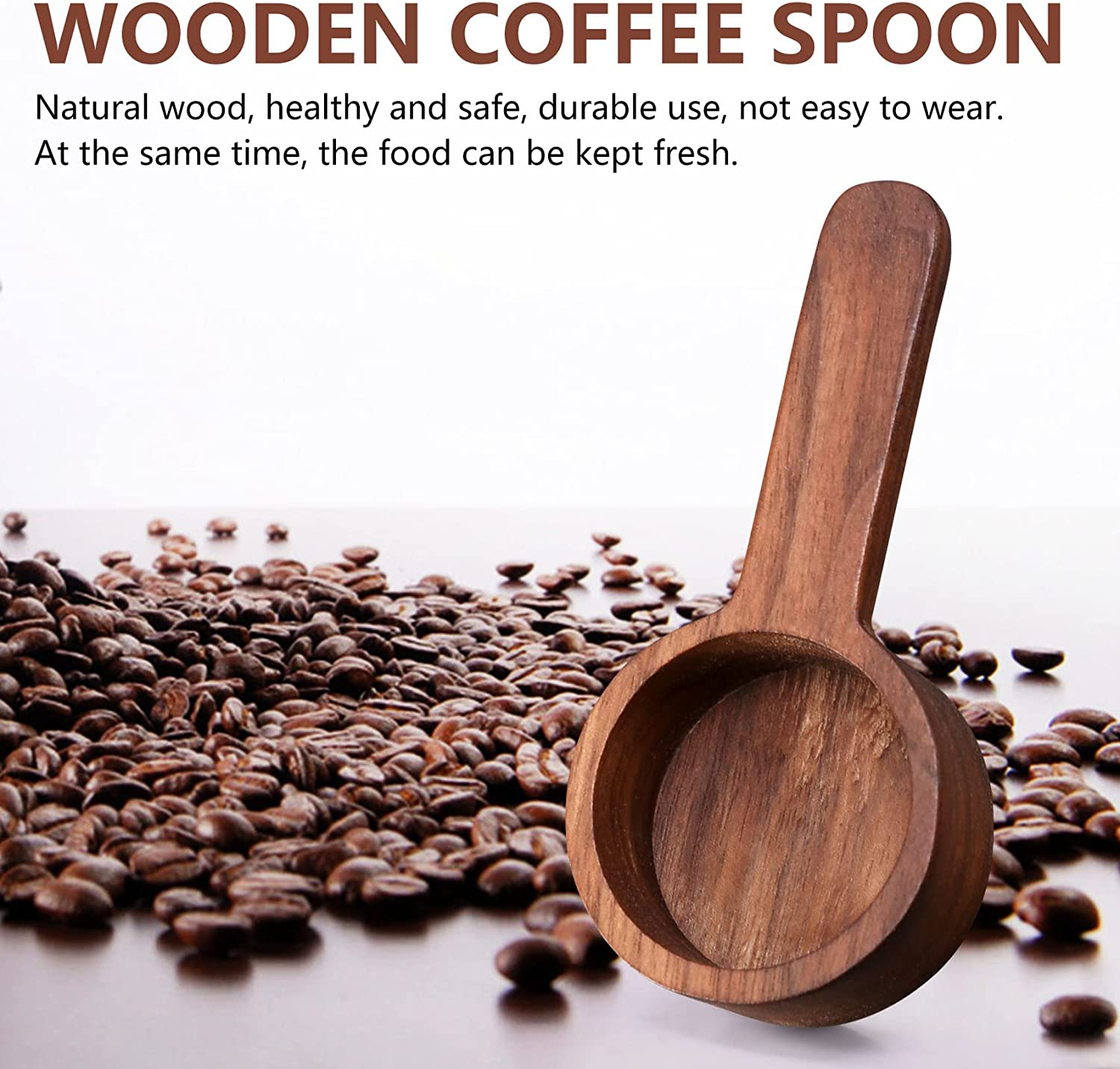2 Pcs Wooden Measuring Spoon Set, Brown, 8G, Tea Coffee Sugar Spice Measure Spoons image number 4