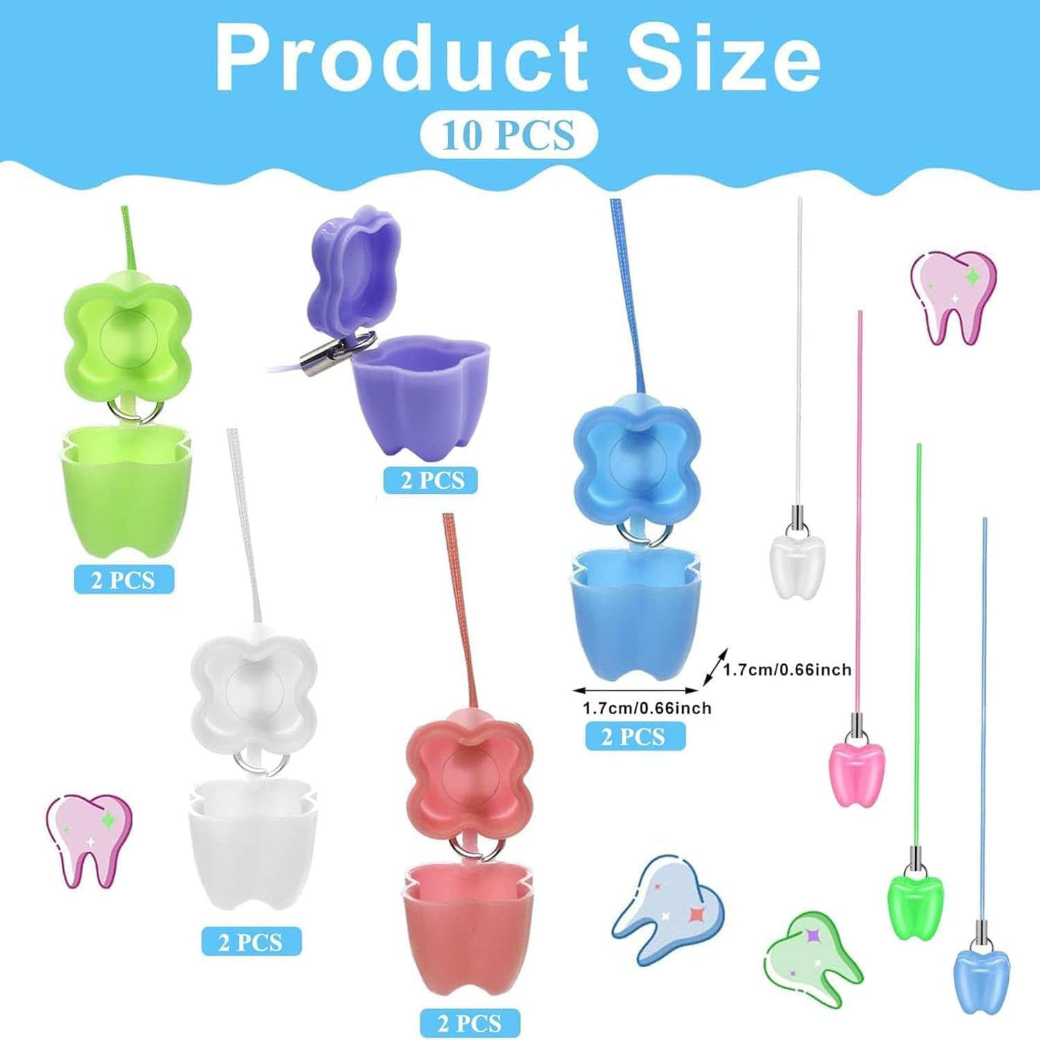 10 Pieces Lost Teeth Saver Necklace Organizer, Milk Teeth Storage Box Necklace Cute Fairy Baby Teeth Keepsake Holder Children Teeth save Box for Lost Teeth Storage Box (10Pcs)