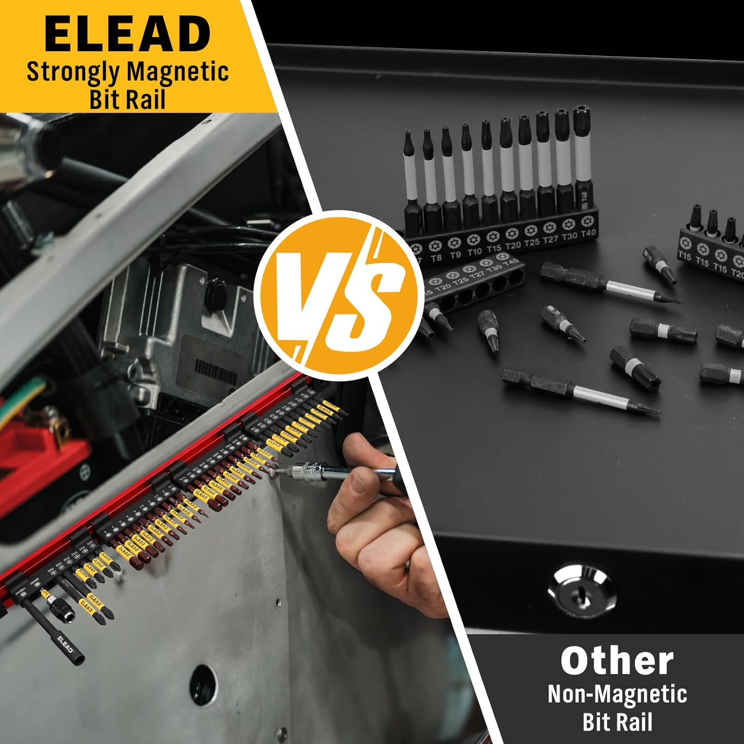 ELEAD 38-Piece Hex | Torx | Phillips Screwdriver Bit Set with 2.5&rdquo; & 4&rdquo; Bit Holder, Magnetic Bit Storage Rail, Allen Wrench Drill Bit Set, Tamper Proof Star Bit Set, S2 Steel image number 4