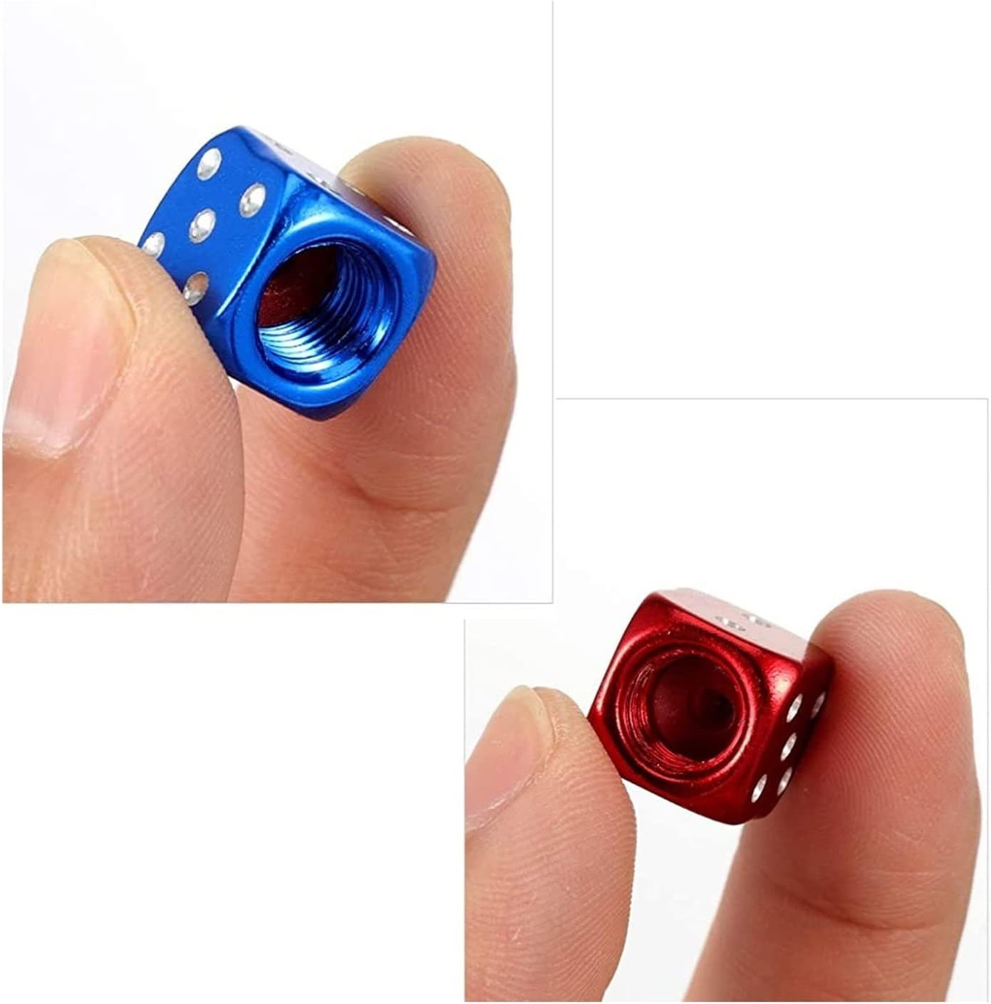 4Pcs Dice Style Tire Valve Stem Caps Compatible with Cars Motorcycles Bicycle Aluminum Alloy Nipple Caps Tyre Air Valve Dustproof Wheel Caps (Color : Strip- Blue) image number 3