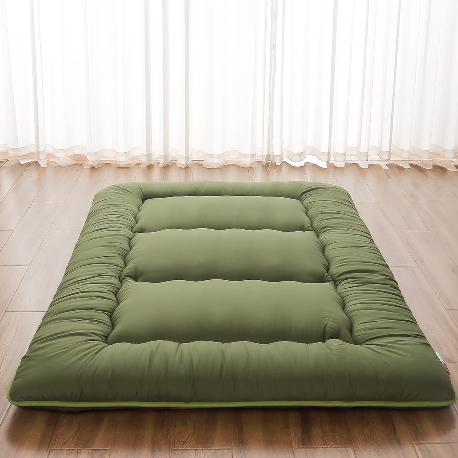 Zentora Japanese Floor Mattress, Futon Mattresses with Portable Storage Bag and Washable Cover, Roll up Thick Tatami Mattress Suitable for Camping, Guest Room (Green, 150 X 200 Cm) image number 4