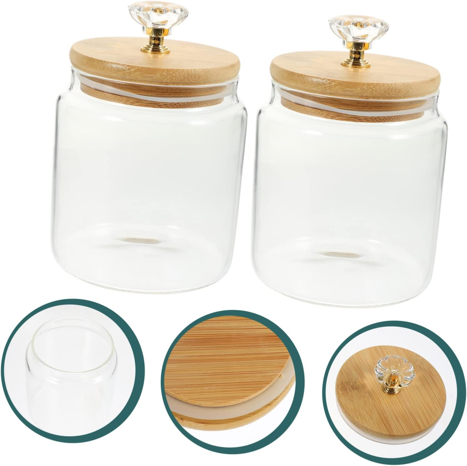 GRIRIW 2Pcs Glass Tea Jar Loose Tea Canister Lid Dried Fruit Storage Canisters for Kitchen Home Organizing