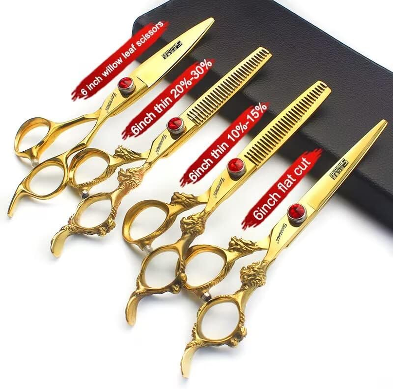 Gold 6/78/9 Inch Professional Haircut Scissors, Multifunctional Haircut Scissors Set (6 Inch 4 Pieces)