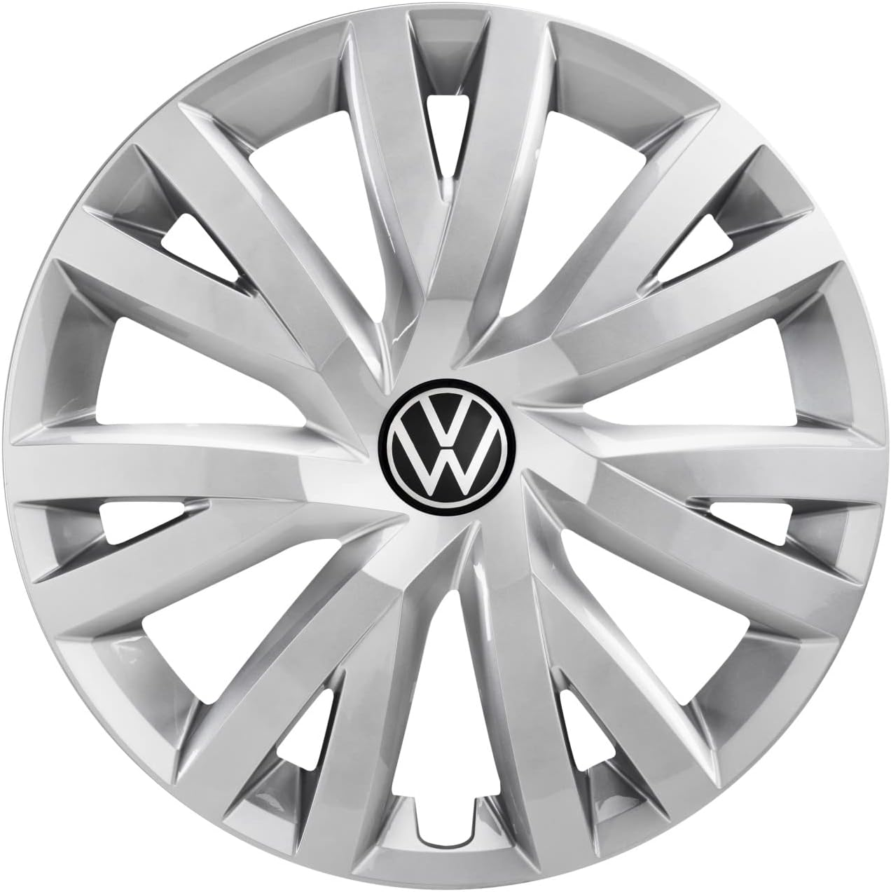 Volkswagen 5H0071456UWP Hub Caps (Set of 4) 16 Inch Steel Wheel Trims Brilliant Silver