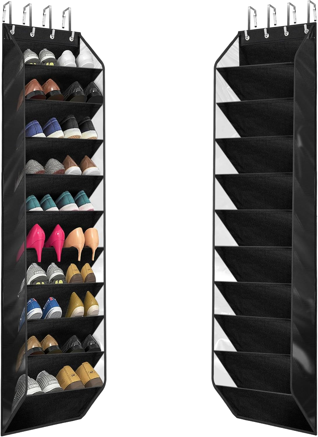 Ipow 10-Tier over the Door Shoe Organiser Storage, 180X42Cm Oxford Fabric Rack with 1200G Cardboard, Heavy Duty Space Saving Storage for Sneakers image number 3