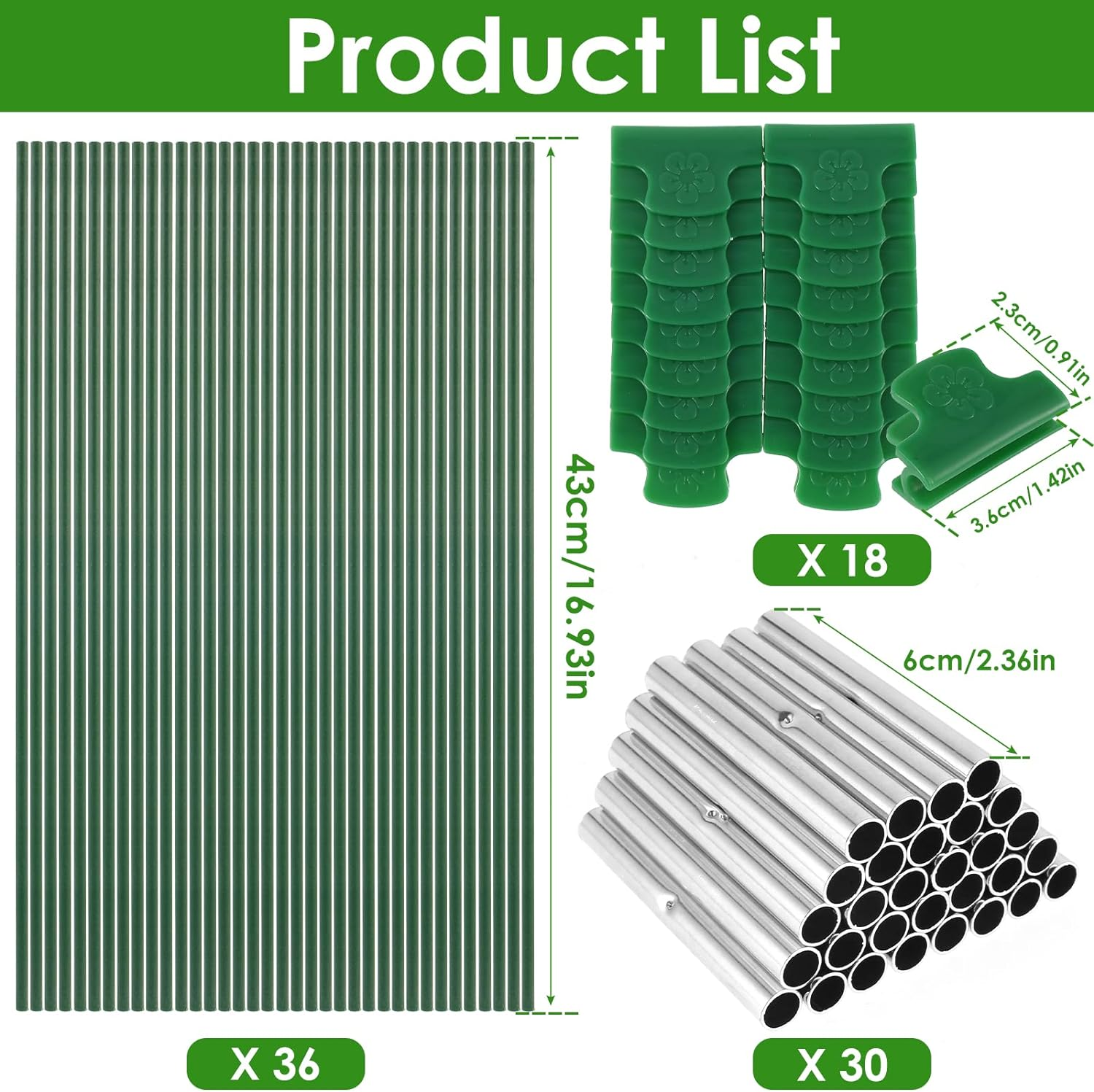 84Pcs Greenhouse Hoops for Raised Beds, Garden Bed, Garden Hoops, Grow Tunnel, Detachable Fiberglass Greenhouse Tunnel Arches, Garden Plant Protection Hoops with 18 Clips for Netting Fabric image number 5