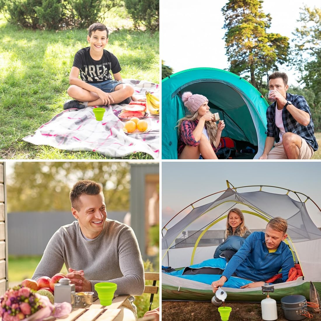 SGERUFZ Folding Cup Silicone with Lid Reusable Foldable Outdoor Camping Folding Cup for Hiking/Picnic/Travel image number 2