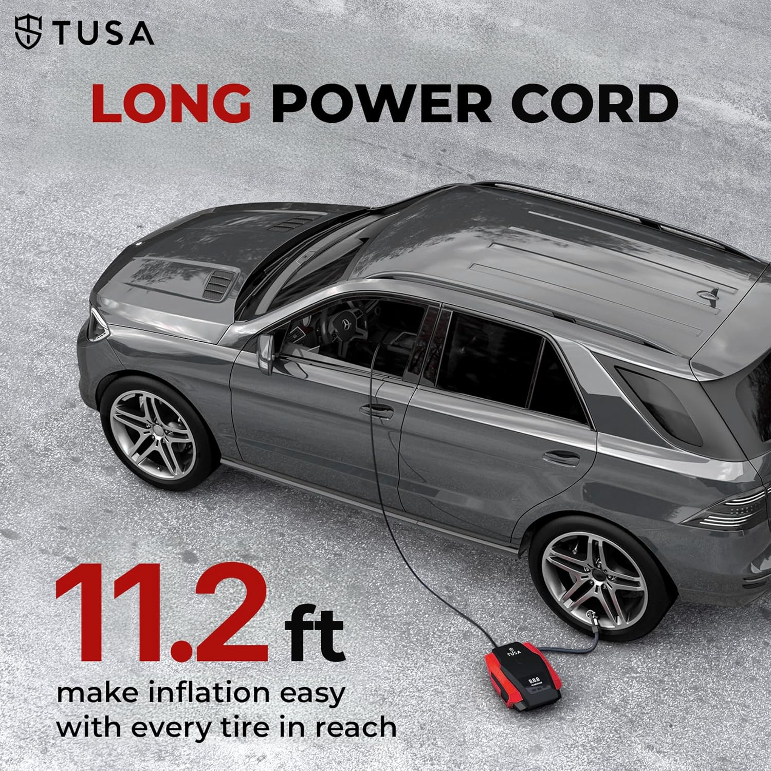 Tusa Digital Tyre Inflator for Car - 12V Dc Portable Air Compressor Pump with Led Light image number 5