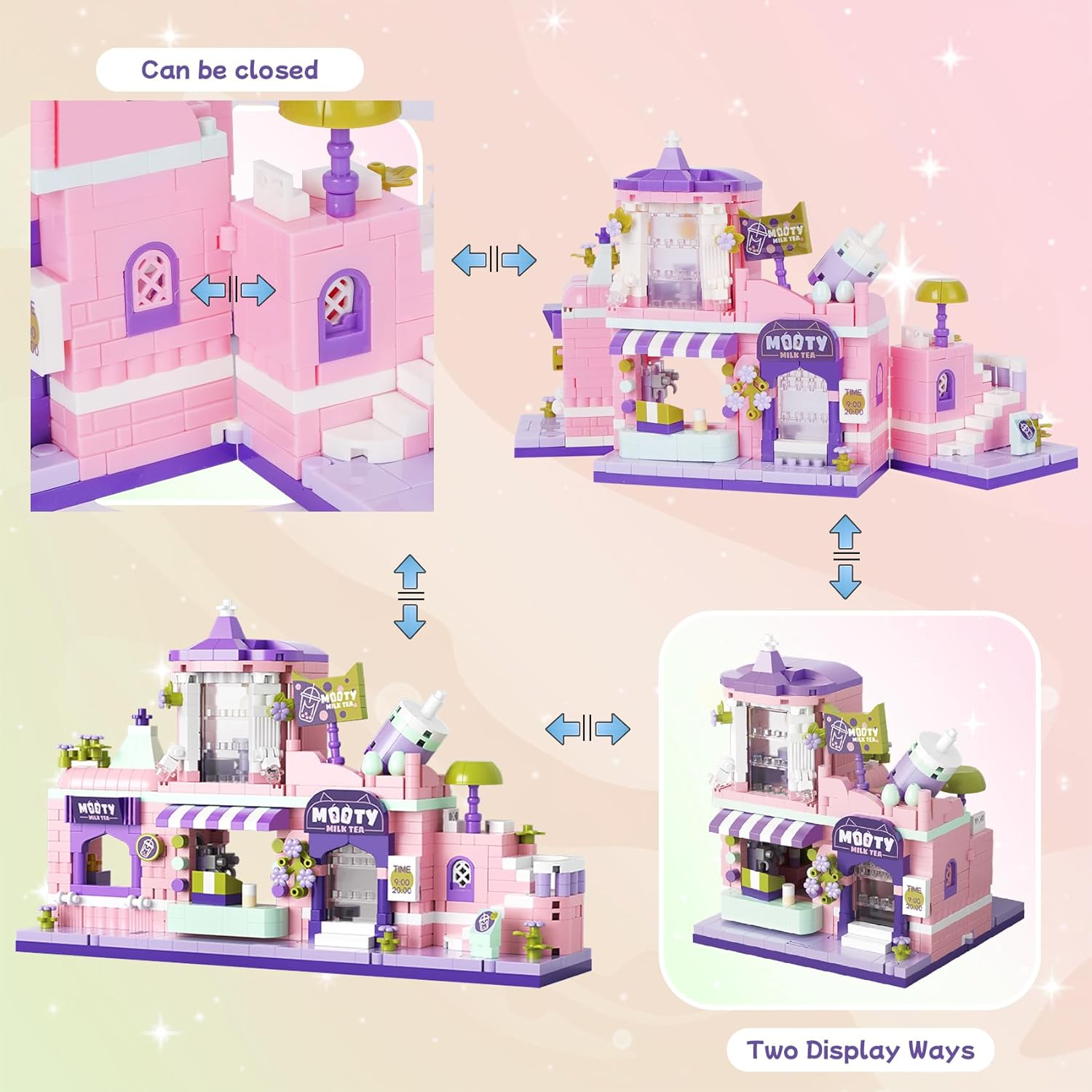 Geniteen Building Blocks Set, Flower Series Concept Store Building Set Model Kit and Gift for Kids and Adults，Gift for Birthday, Christmas and New Years (Milk Tea Shop) image number 4