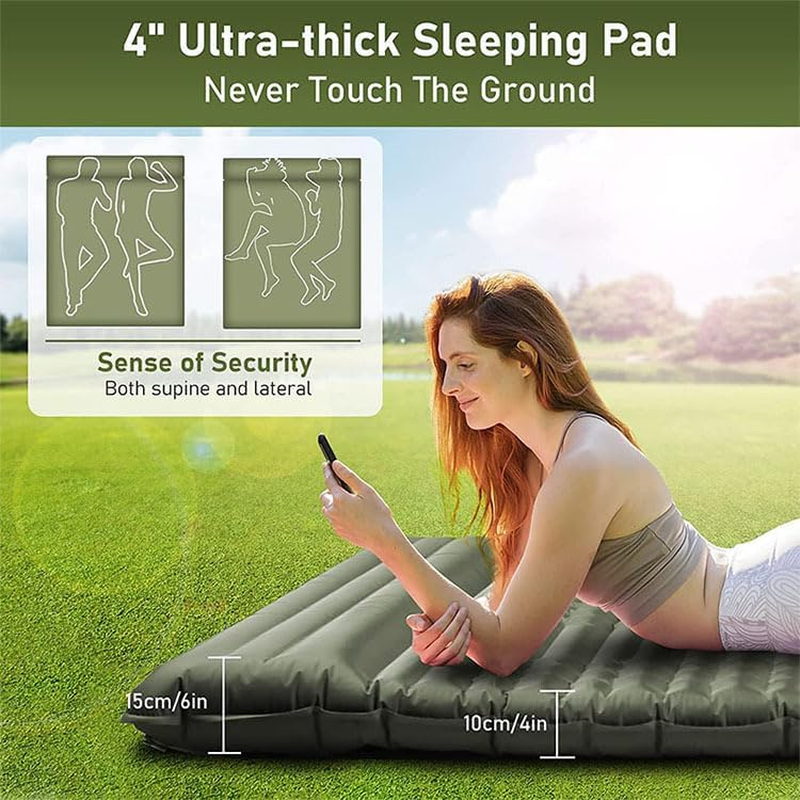 Sleeping Pad for Camping, 6" Extra-Thick Reinforced Camping Sleeping Pad with Pillows & Built-In Foot Pump, Ultralight Self Inflating Air Mattress Mat for Tent Hiking Essentials Gear image number 3