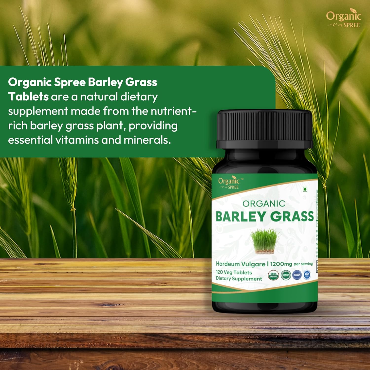 Barley Grass 120 Tablets | Hordeum Vulgare (Barley Grass) | USDA Organic Certified | Organic and Natural image number 4