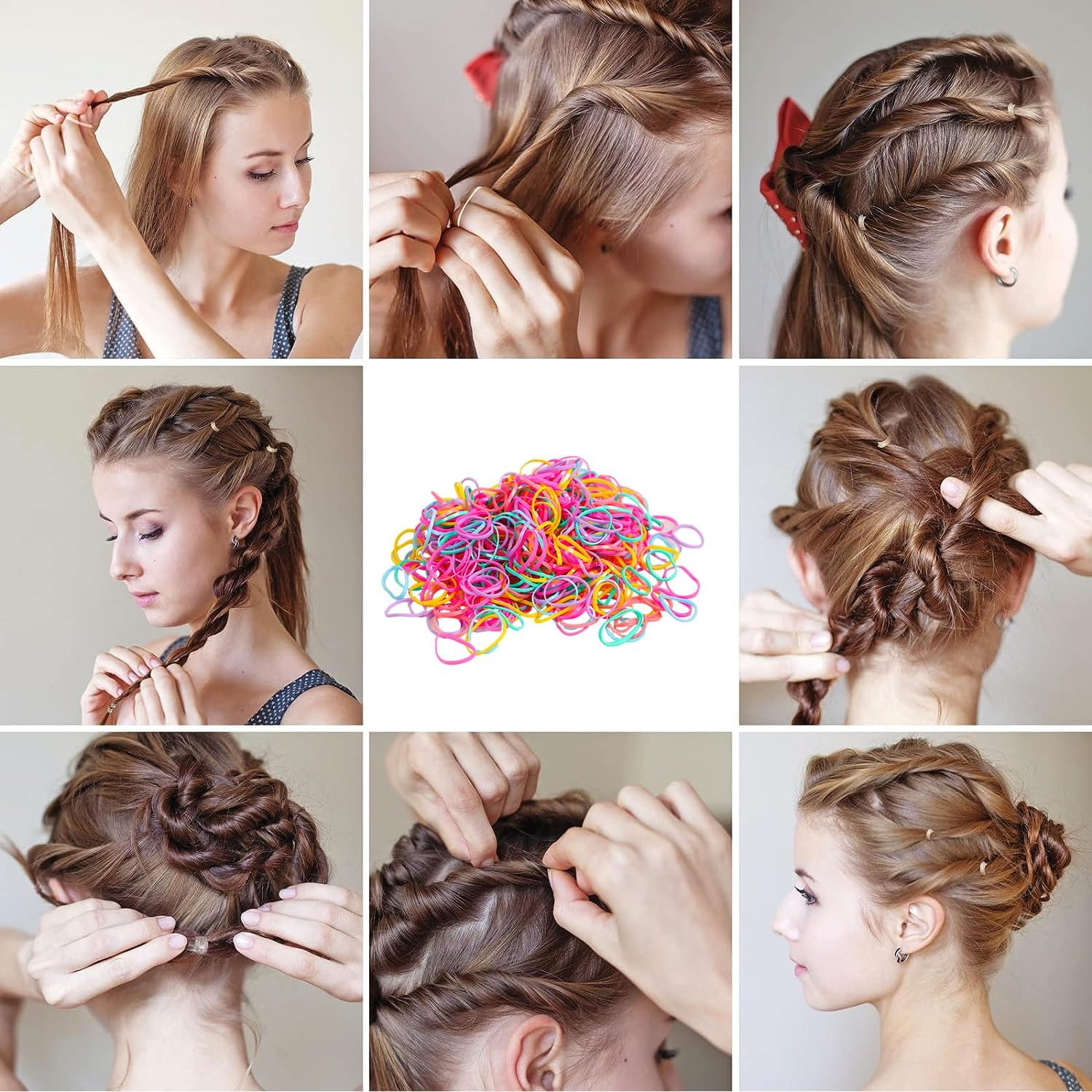 Pack of 1500 Hair Bobbles Small Rubber Bands Colourful Hair Bobbles Rubber Hair Bands Boxed Hair Bands Elastic Hair Bands for Children Girls Ladies Hairstyles image number 6