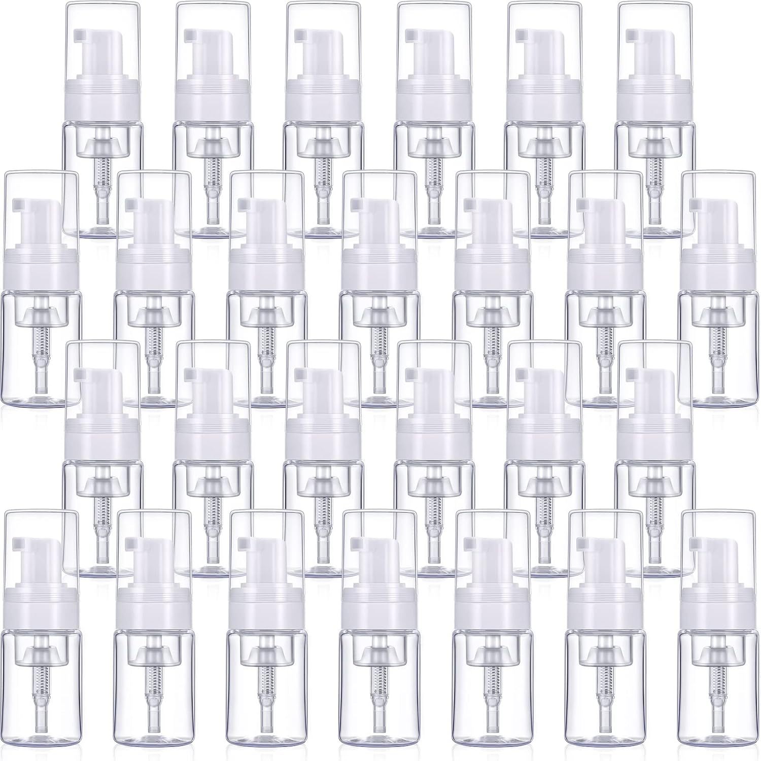 50 Pack Foam Pump 1Oz/30Ml Refillable Dispenser Travel Size Plastic Mini Bottle for Lash Shampoo, Cleaning, Cosmetics - Portable Clear Foaming Packaging, Transparent image number 3