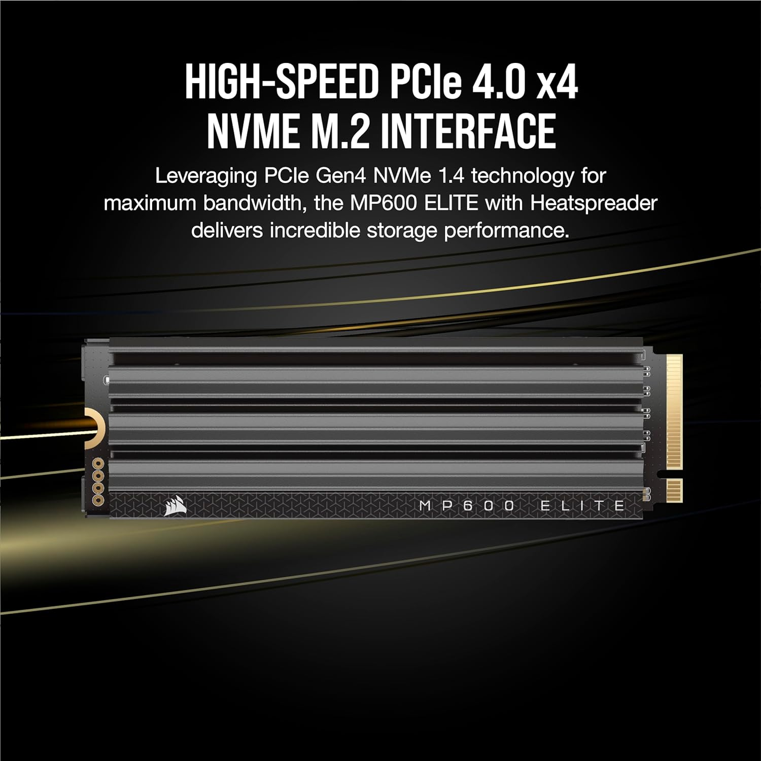 CORSAIR MP600 Elite 1TB M.2 Pcie Gen4 X4 Nvme SSD with Included Heatsink &ndash; M.2 2280 &ndash; up to 7,000Mb/Sec Sequential Read &ndash; High-Density 3D TLC NAND &ndash; Black image number 3